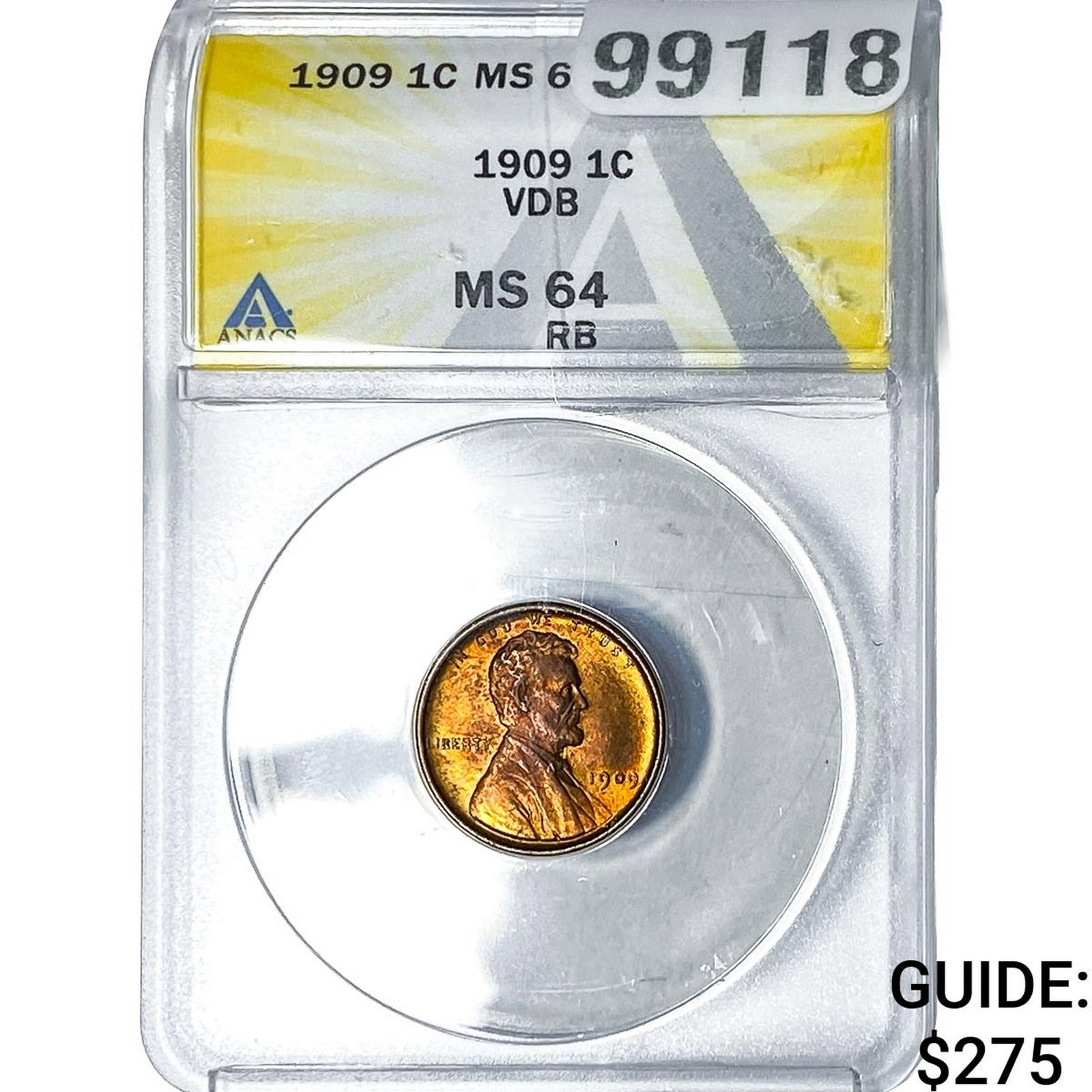 1909 VDB Wheat Cent ANACS MS64 RB (1 of 2)