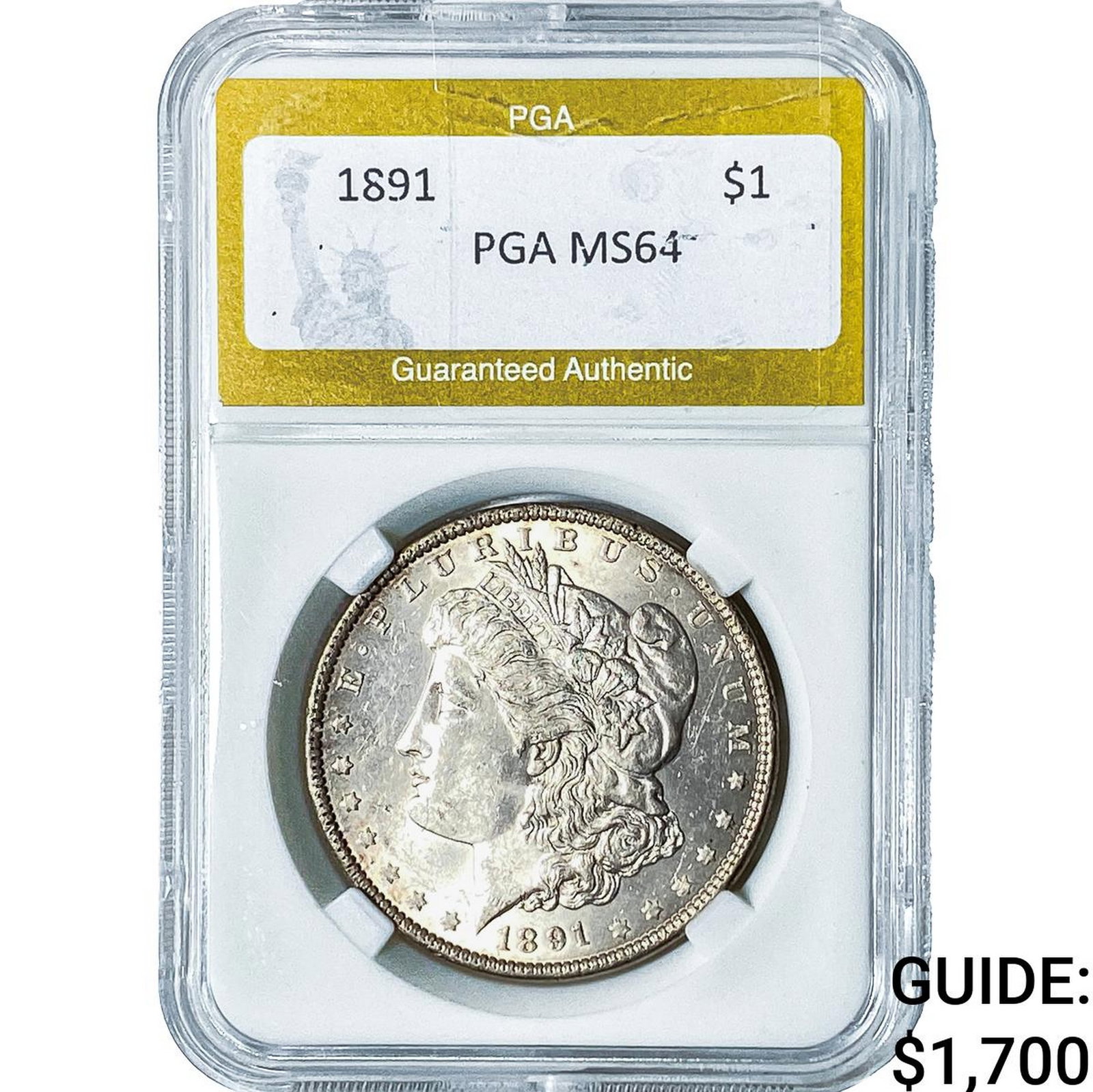 1891 Morgan Silver Dollar PGA MS64: 1891 Morgan Silver Dollar PGA MS64