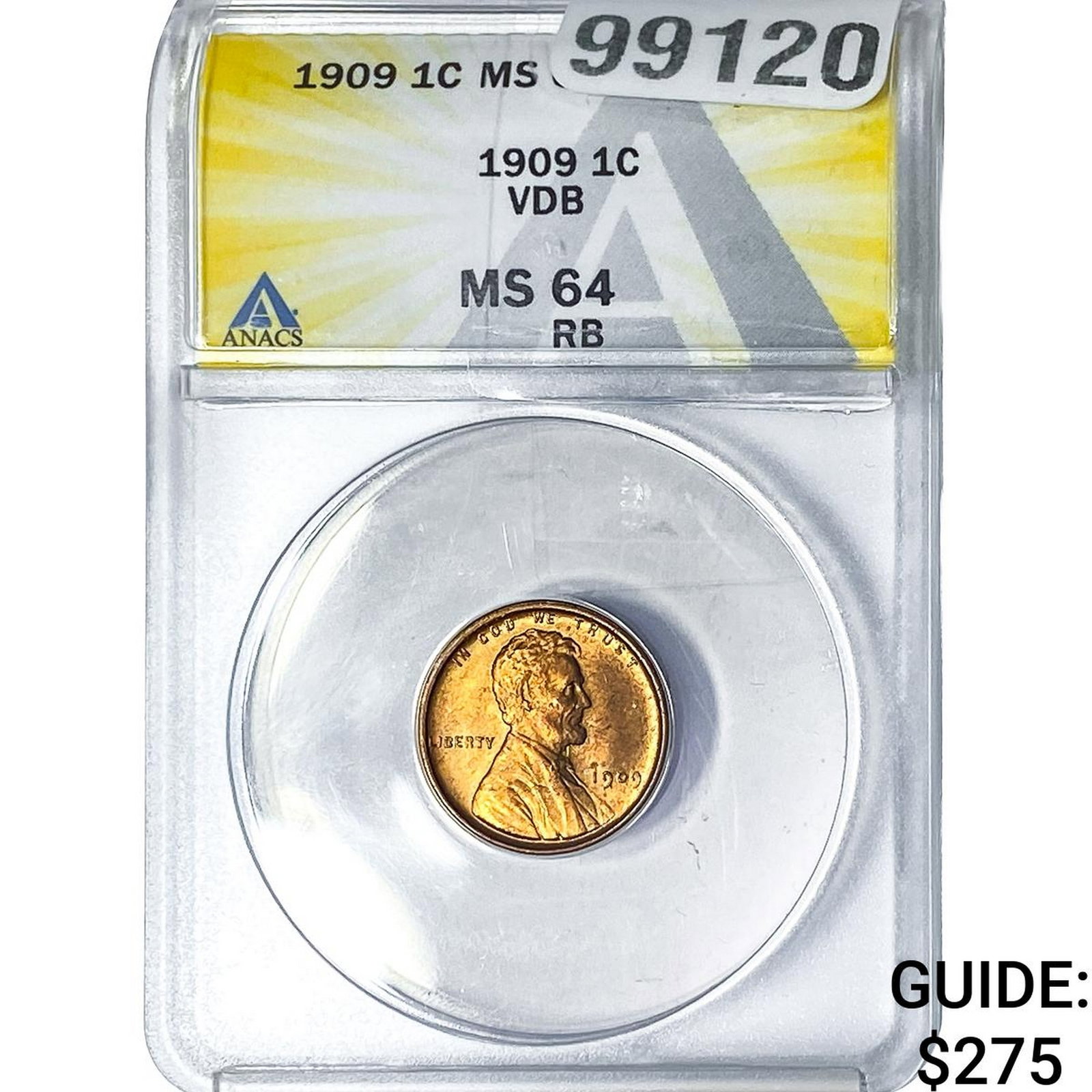 1909 VDB Wheat Cent ANACS MS64 RB (1 of 2)