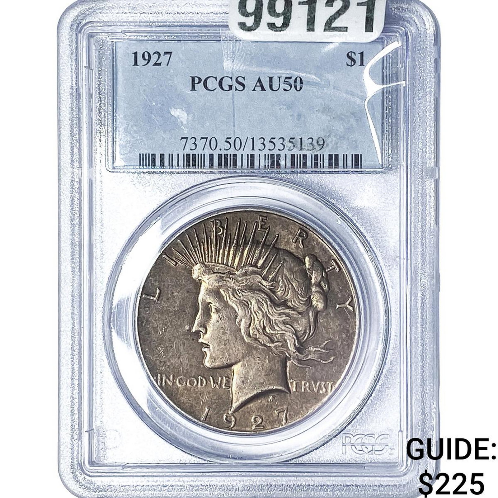 1927 Silver Peace Dollar PCGS AU50: 1927 Silver Peace Dollar PCGS AU50