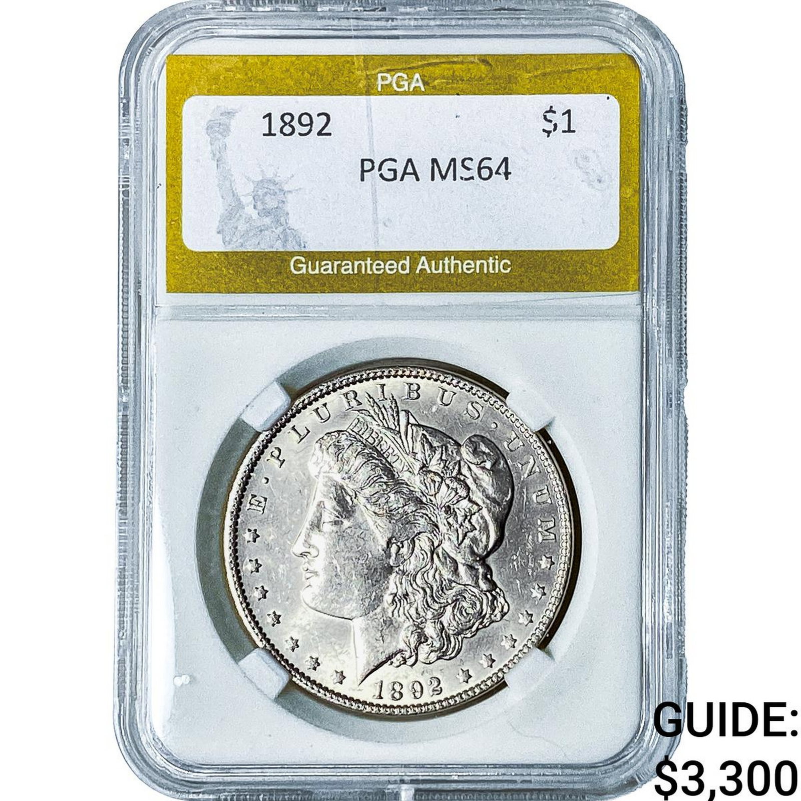 1892 Morgan Silver Dollar PGA MS64: 1892 Morgan Silver Dollar PGA MS64