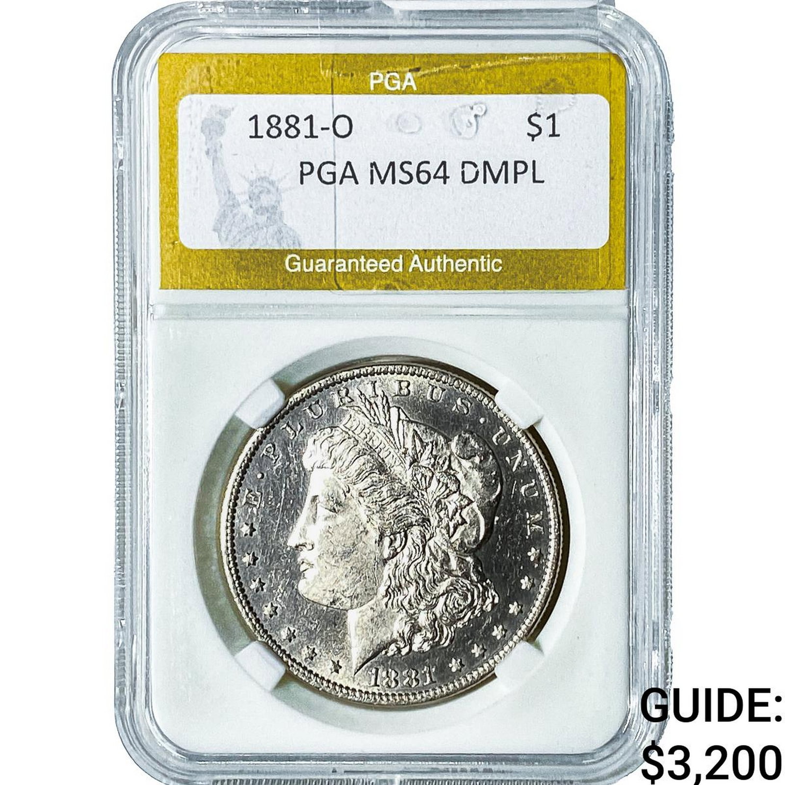 1881-O Morgan Silver Dollar PGA MS64DMPL: 1881-O Morgan Silver Dollar PGA MS64DMPL