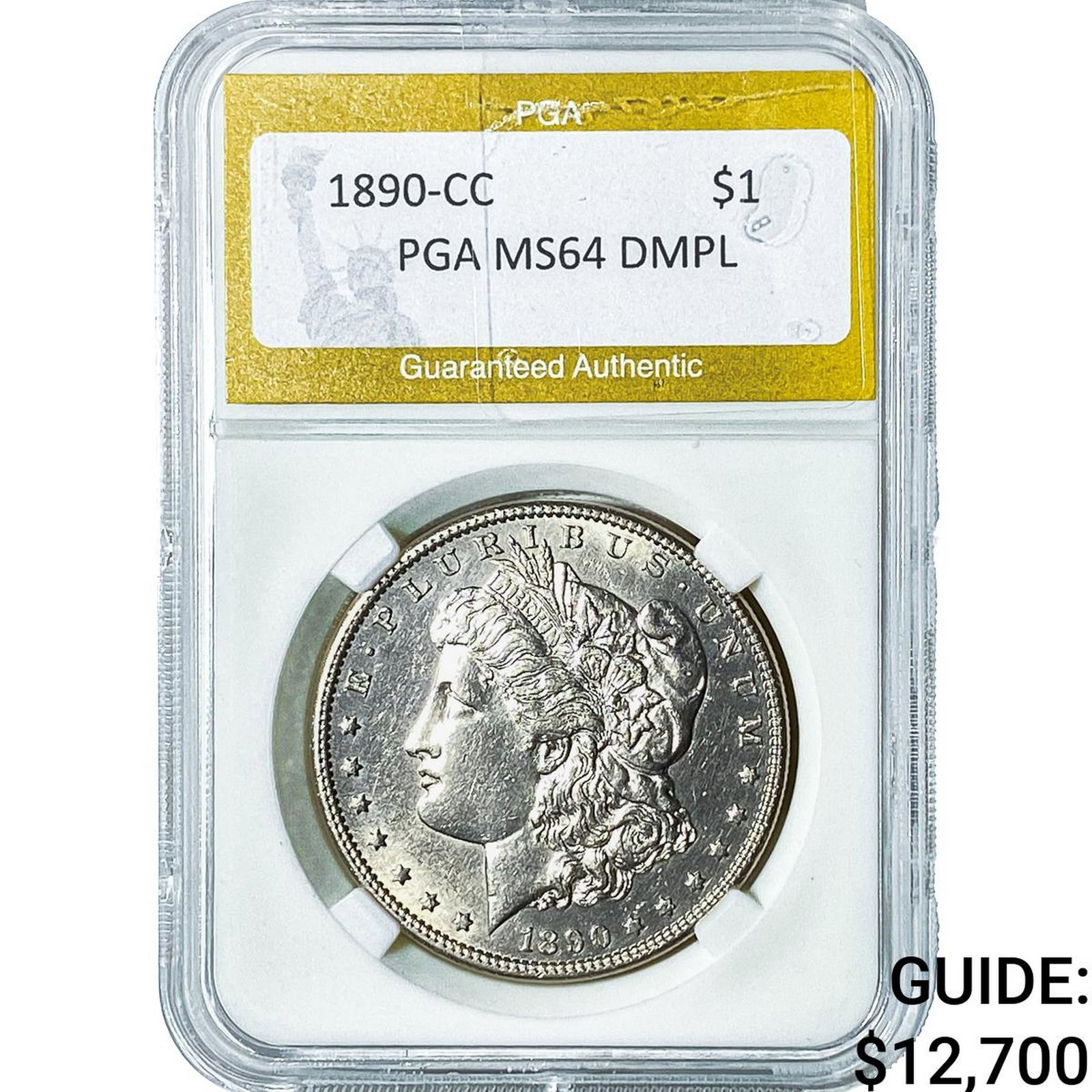 1890-CC Morgan Silver Dollar PGA MS64DMPL: 1890-CC Morgan Silver Dollar PGA MS64DMPL