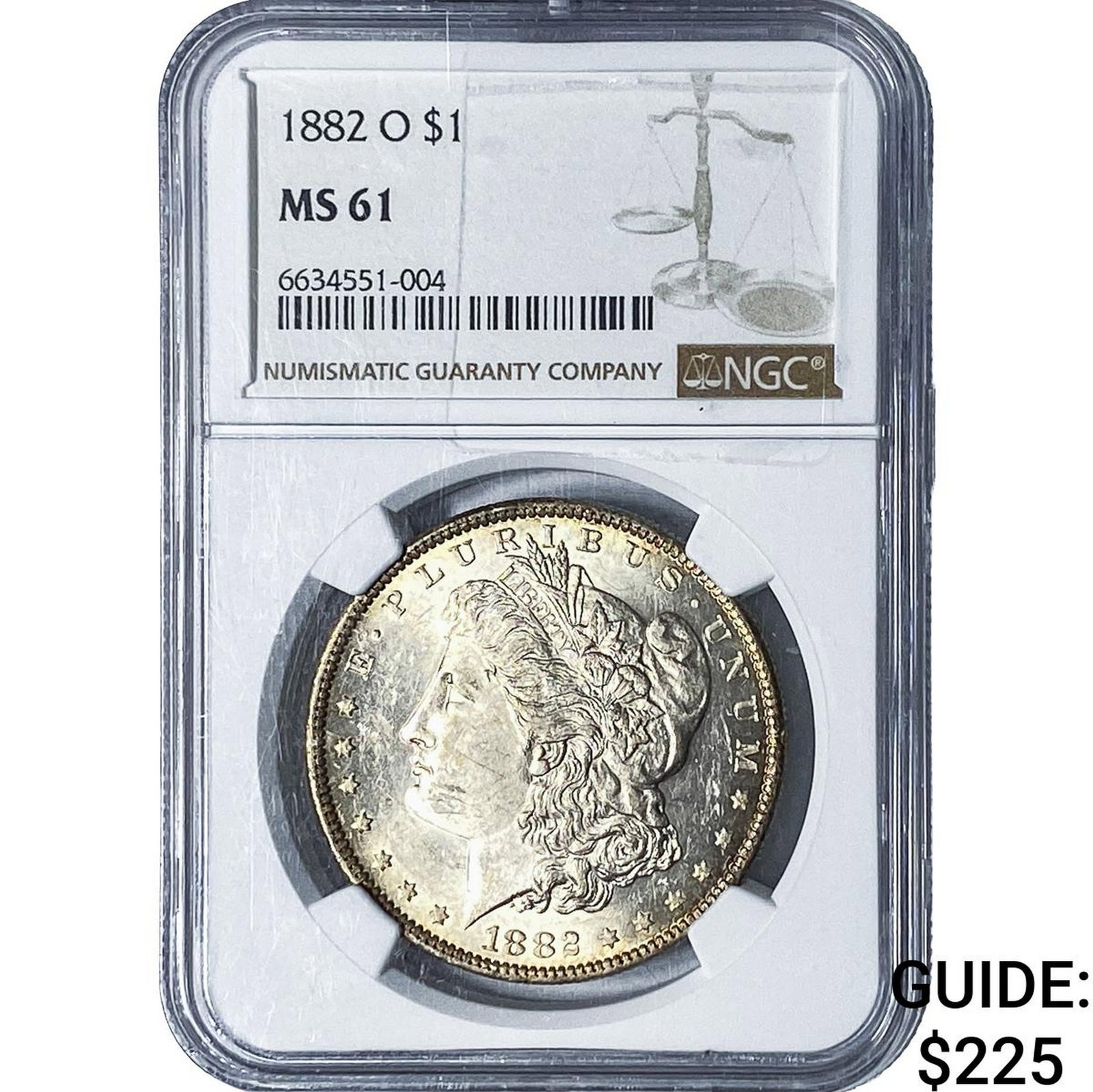 1882-O Morgan Silver Dollar NGC MS61: 1882-O Morgan Silver Dollar NGC MS61