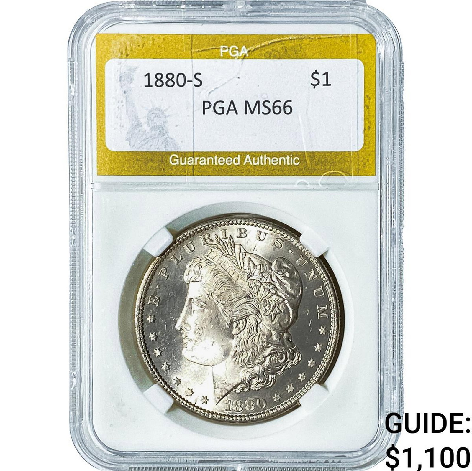 1880-S Morgan Silver Dollar PGA MS66: 1880-S Morgan Silver Dollar PGA MS66