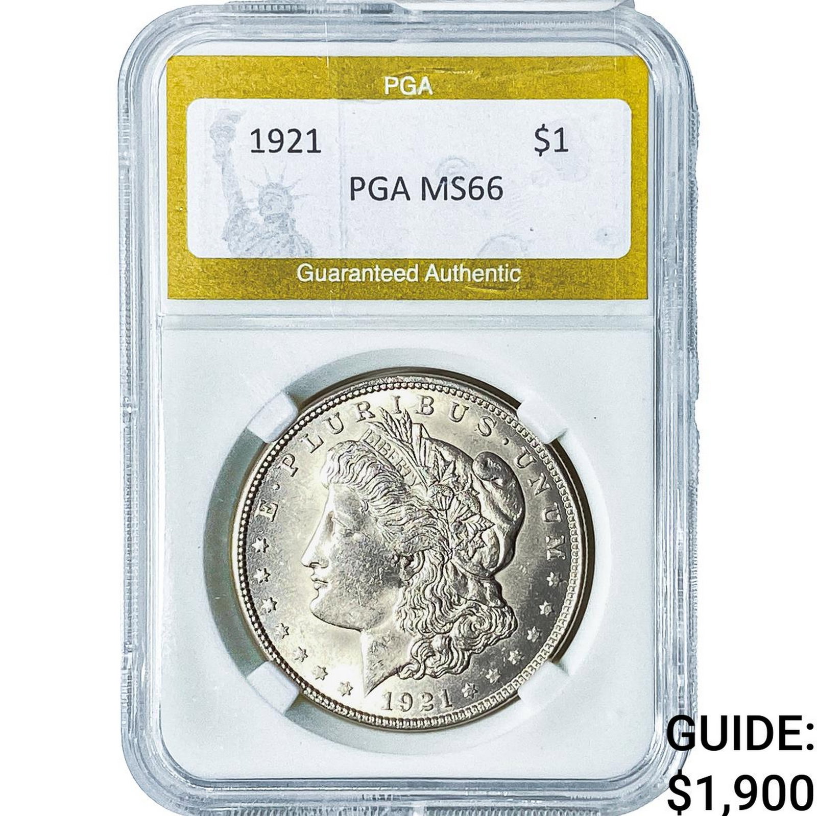1921 Morgan Silver Dollar PGA MS66: 1921 Morgan Silver Dollar PGA MS66