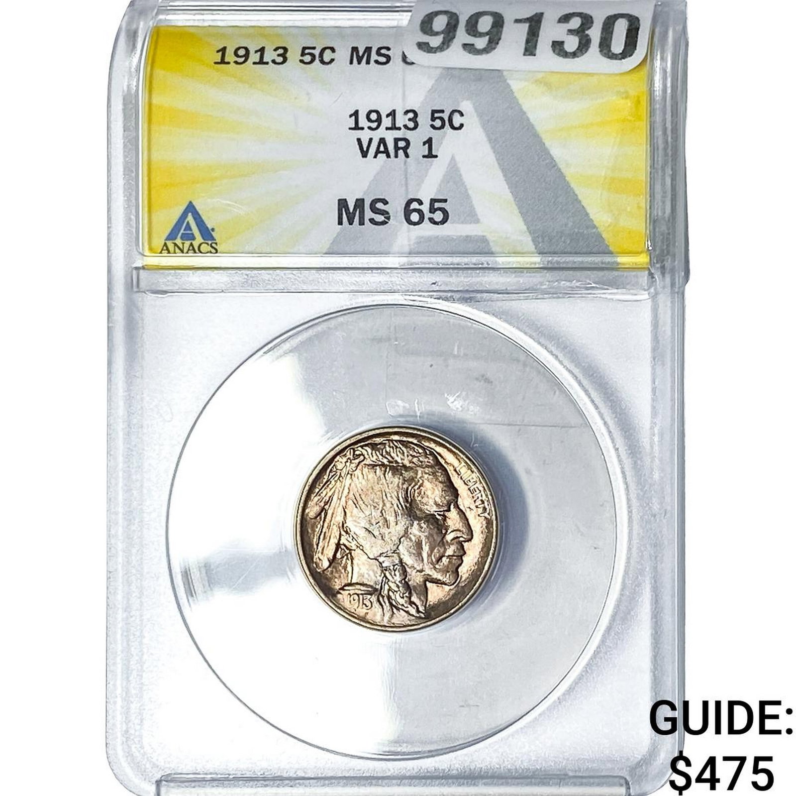 1913 Buffalo Nickel ANACS MS65 Var 1: 1913 Buffalo Nickel ANACS MS65 Var 1