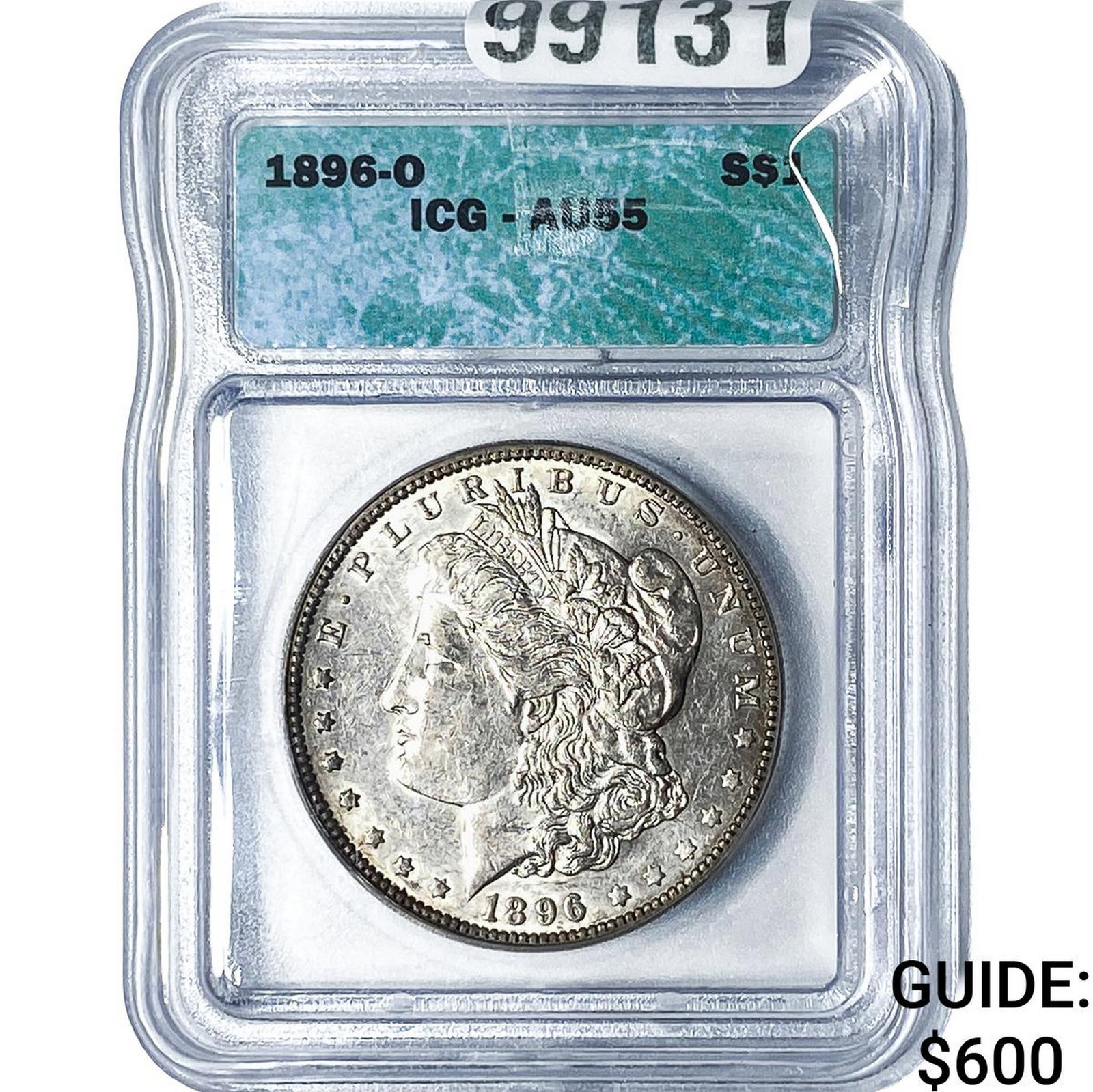 1896-O Morgan Silver Dollar ICG AU55: 1896-O Morgan Silver Dollar ICG AU55