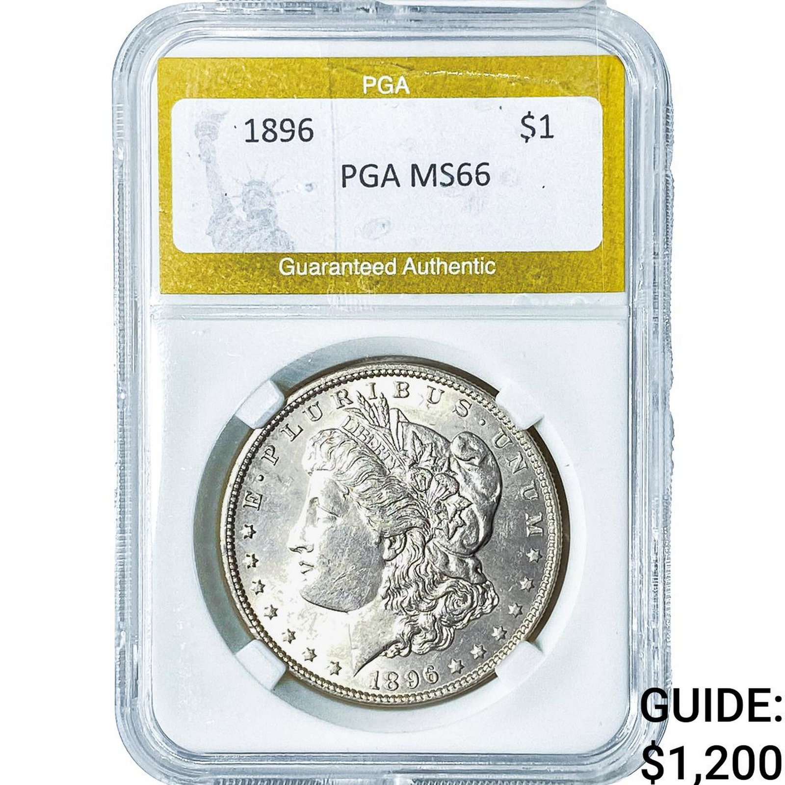 1896 Morgan Silver Dollar PGA MS66: 1896 Morgan Silver Dollar PGA MS66