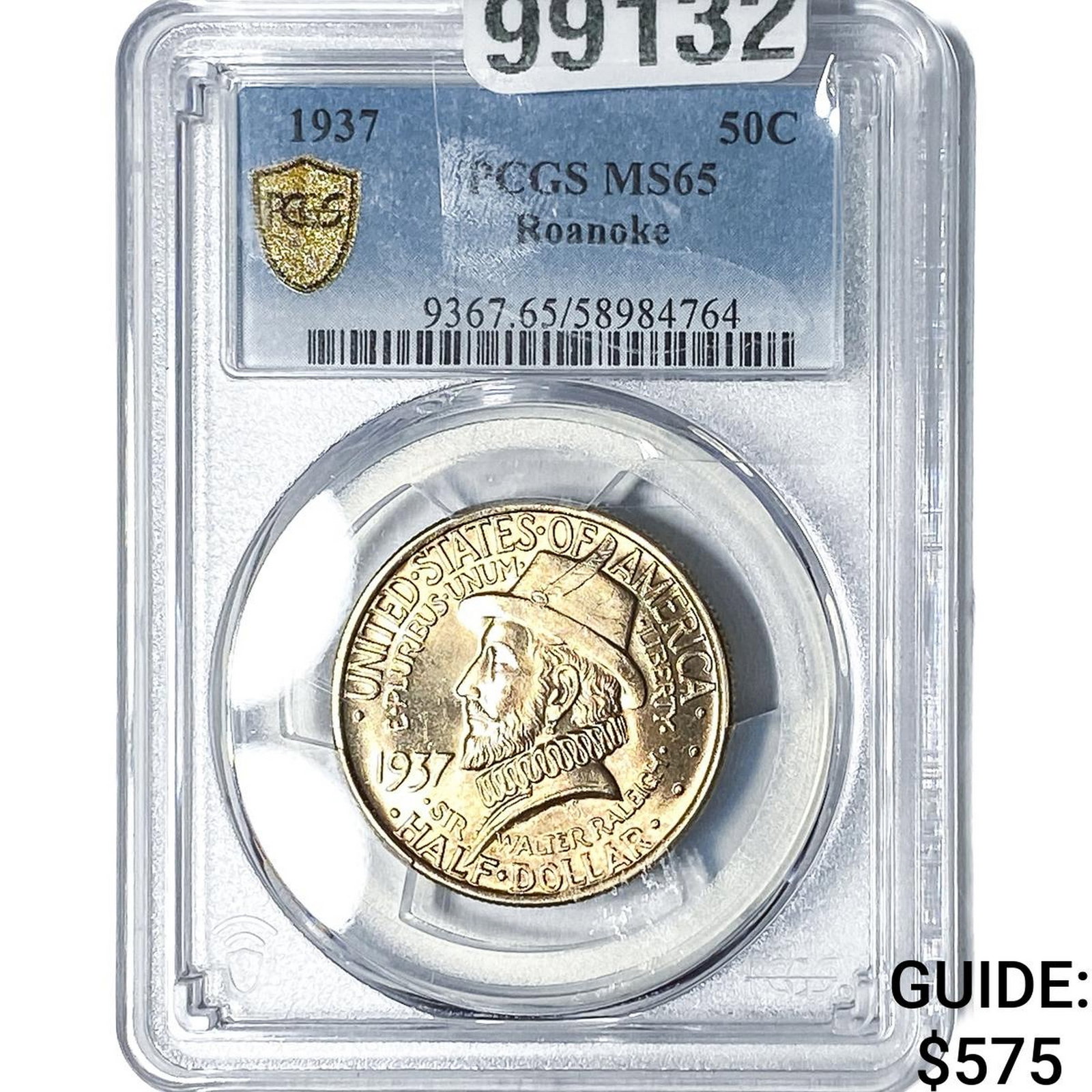 1937 Roanoke Half Dollar PCGS MS65: 1937 Roanoke Half Dollar PCGS MS65