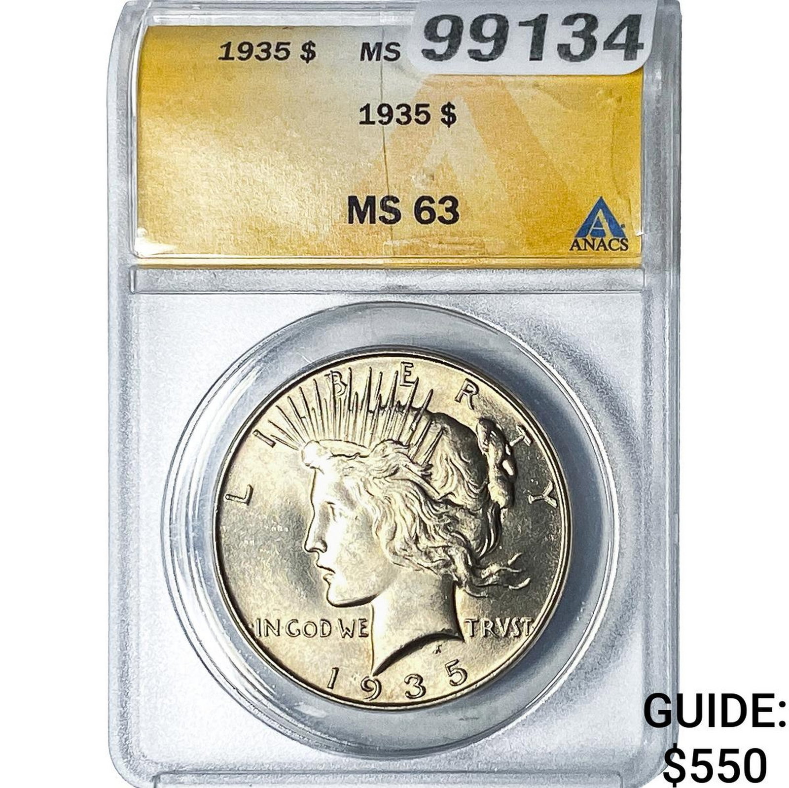 1935 Silver Peace Dollar ANACS MS63: 1935 Silver Peace Dollar ANACS MS63