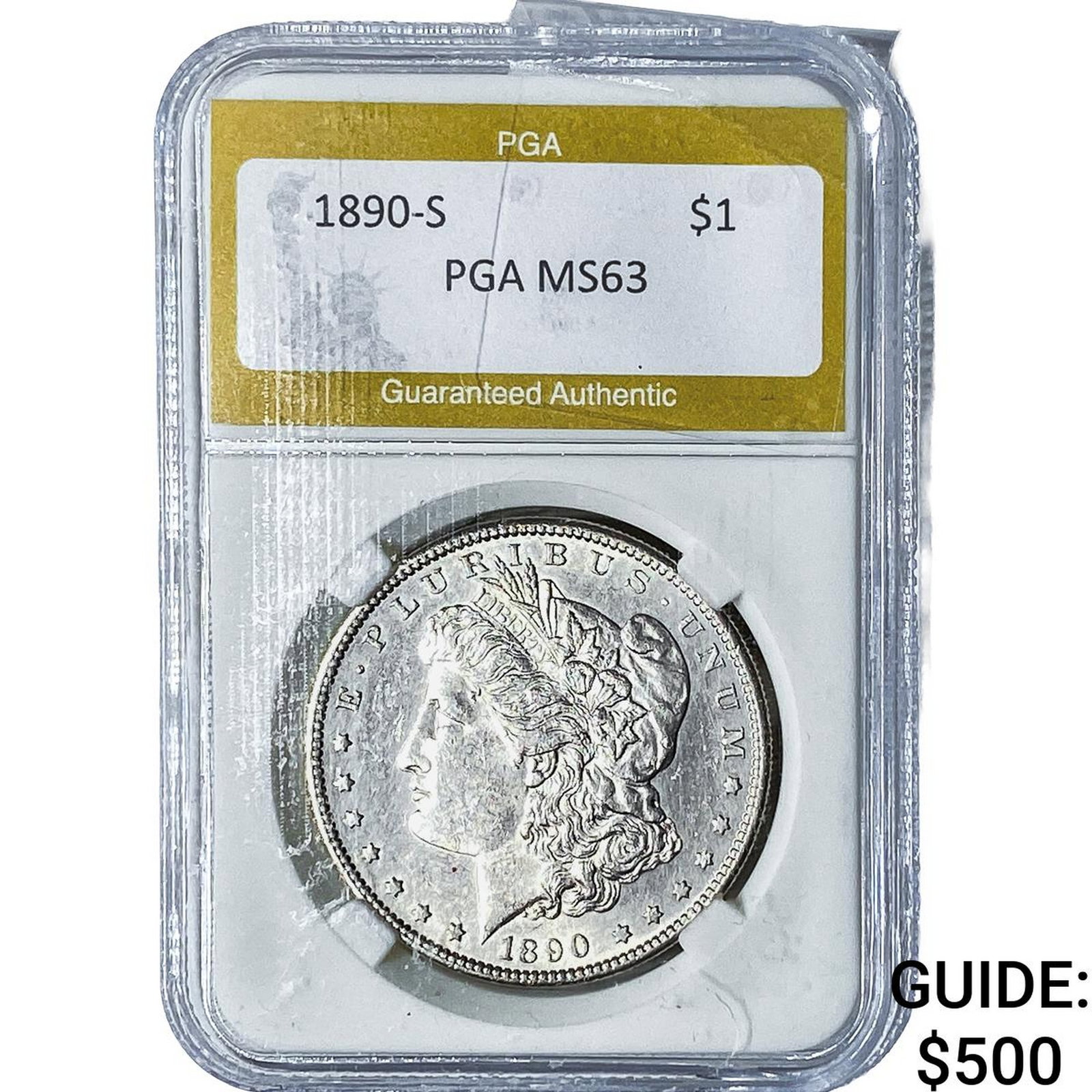 1890-S Morgan Silver Dollar PGA MS63: 1890-S Morgan Silver Dollar PGA MS63