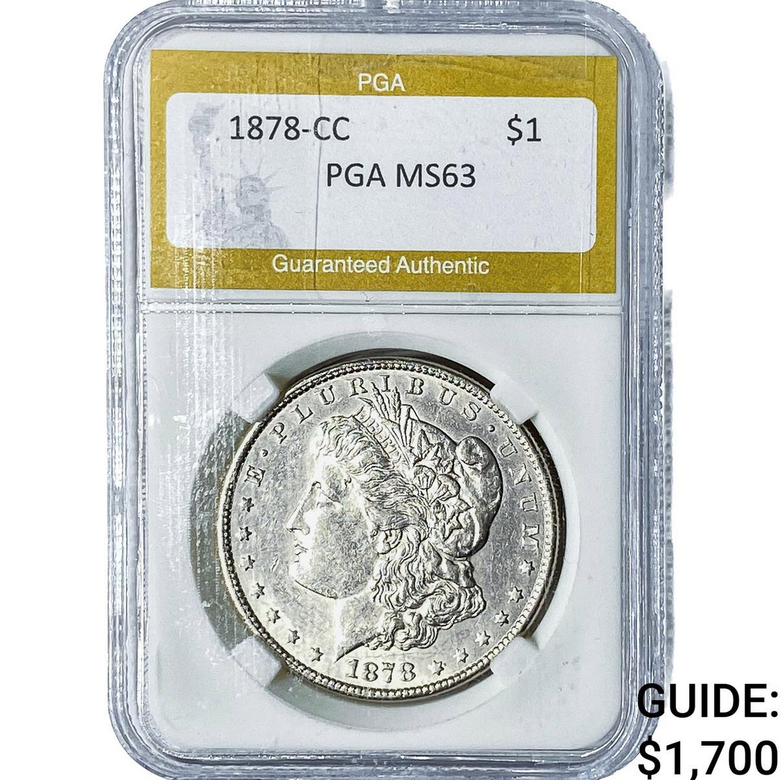 1878-CC Morgan Silver Dollar PGA MS63: 1878-CC Morgan Silver Dollar PGA MS63