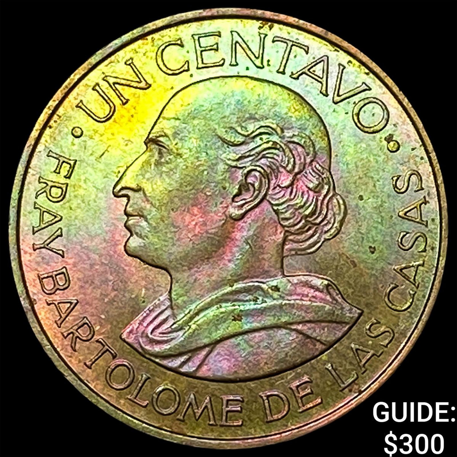1958 Guatemala Brass 1 Centavo Toned (1 of 2)