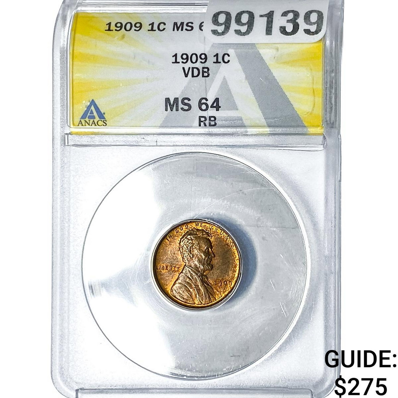 1909 VDB Wheat Cent ANACS MS64 RB (1 of 2)