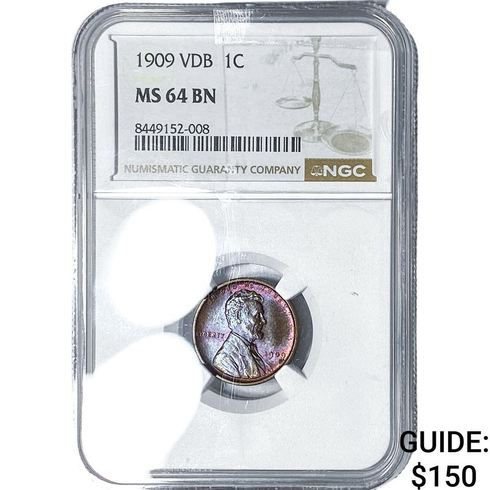 1909 VDB Wheat Cent NGC MS64 BN: 1909 VDB Wheat Cent NGC MS64 BN
