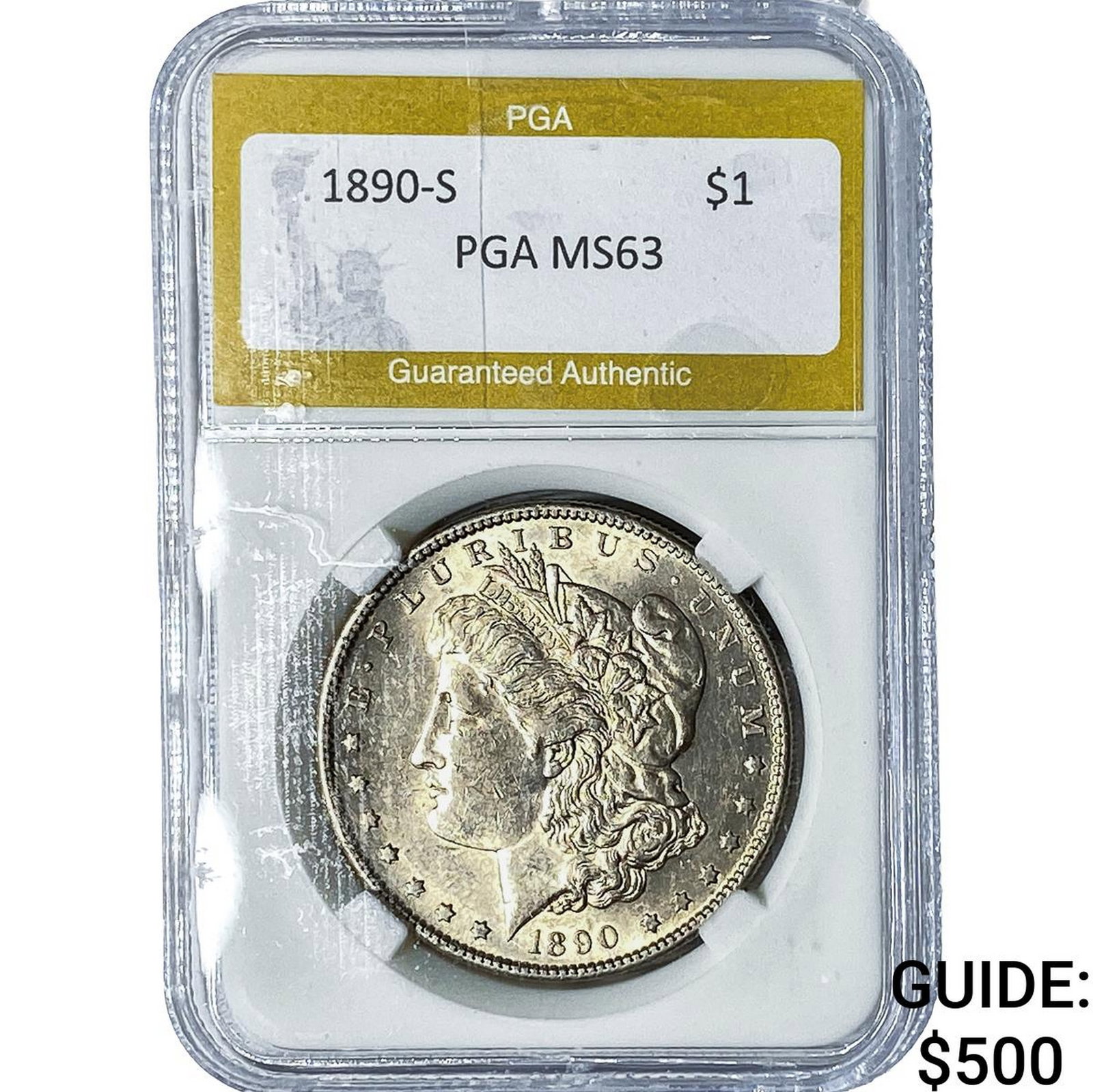 1890-S Morgan Silver Dollar PGA MS63: 1890-S Morgan Silver Dollar PGA MS63