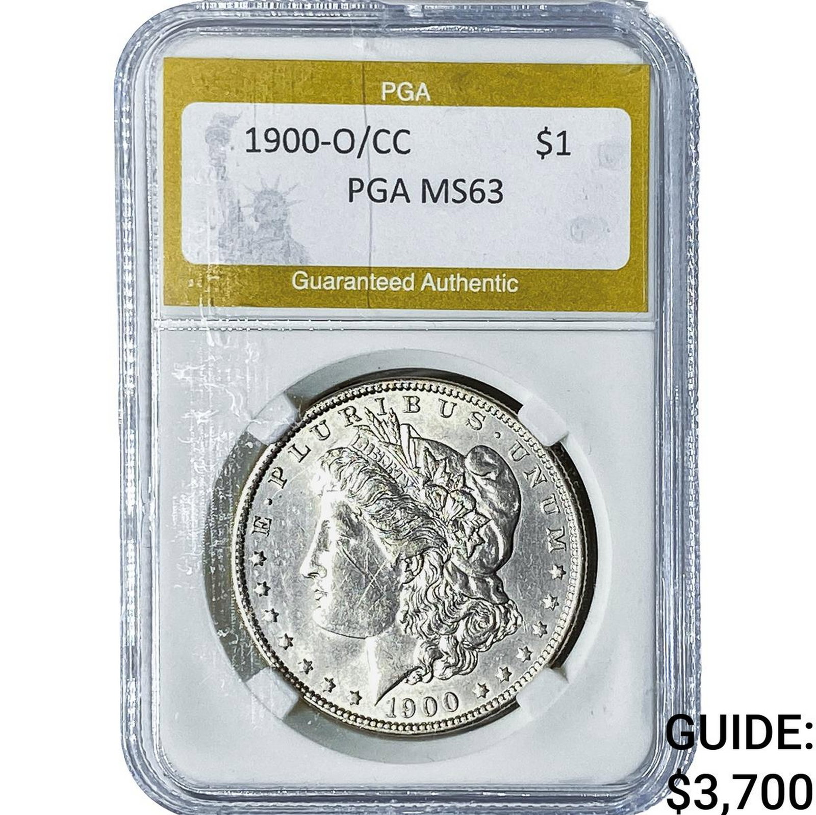 1900-O/CC Morgan Silver Dollar PGA MS63: 1900-O/CC Morgan Silver Dollar PGA MS63