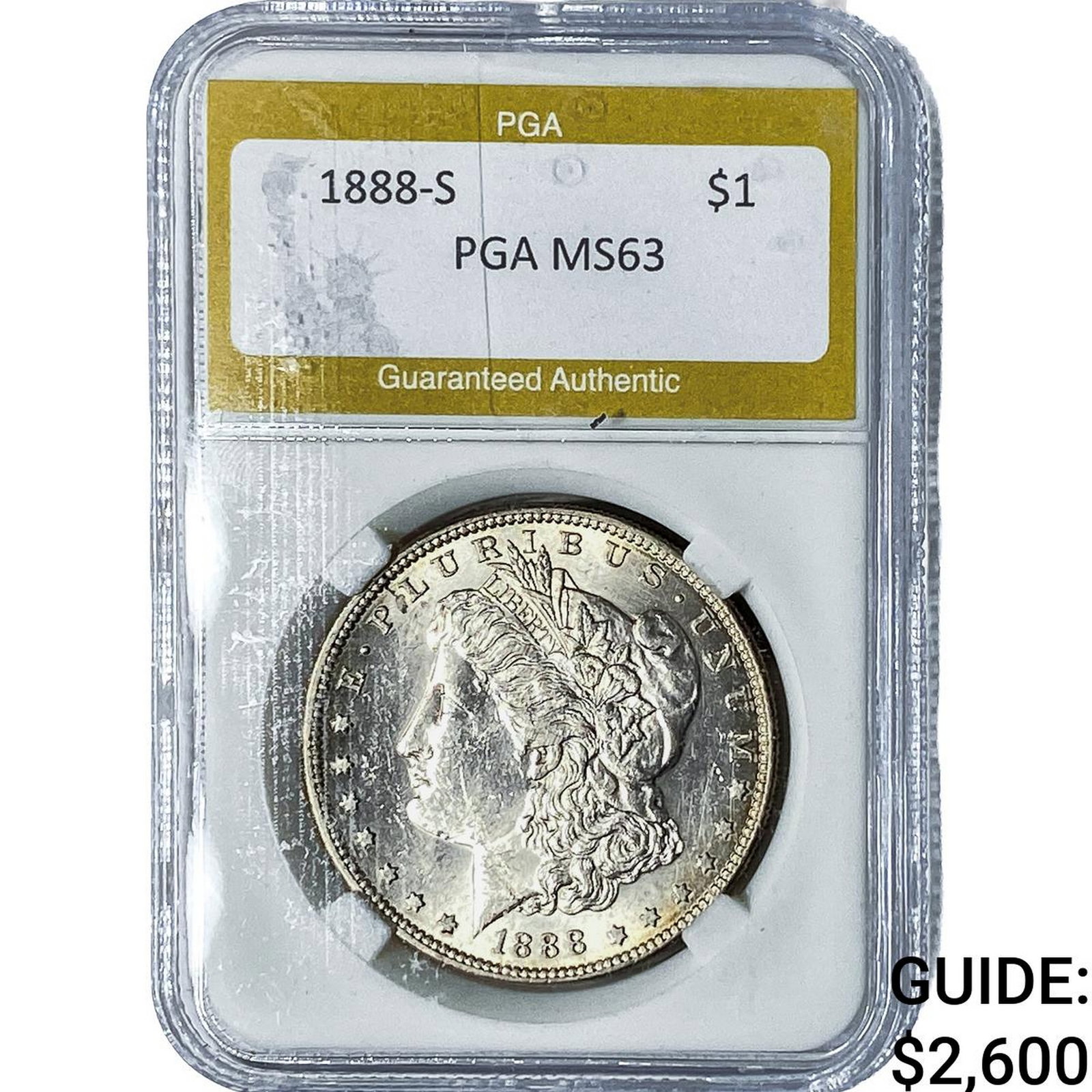 1888-S Morgan Silver Dollar PGA MS63: 1888-S Morgan Silver Dollar PGA MS63