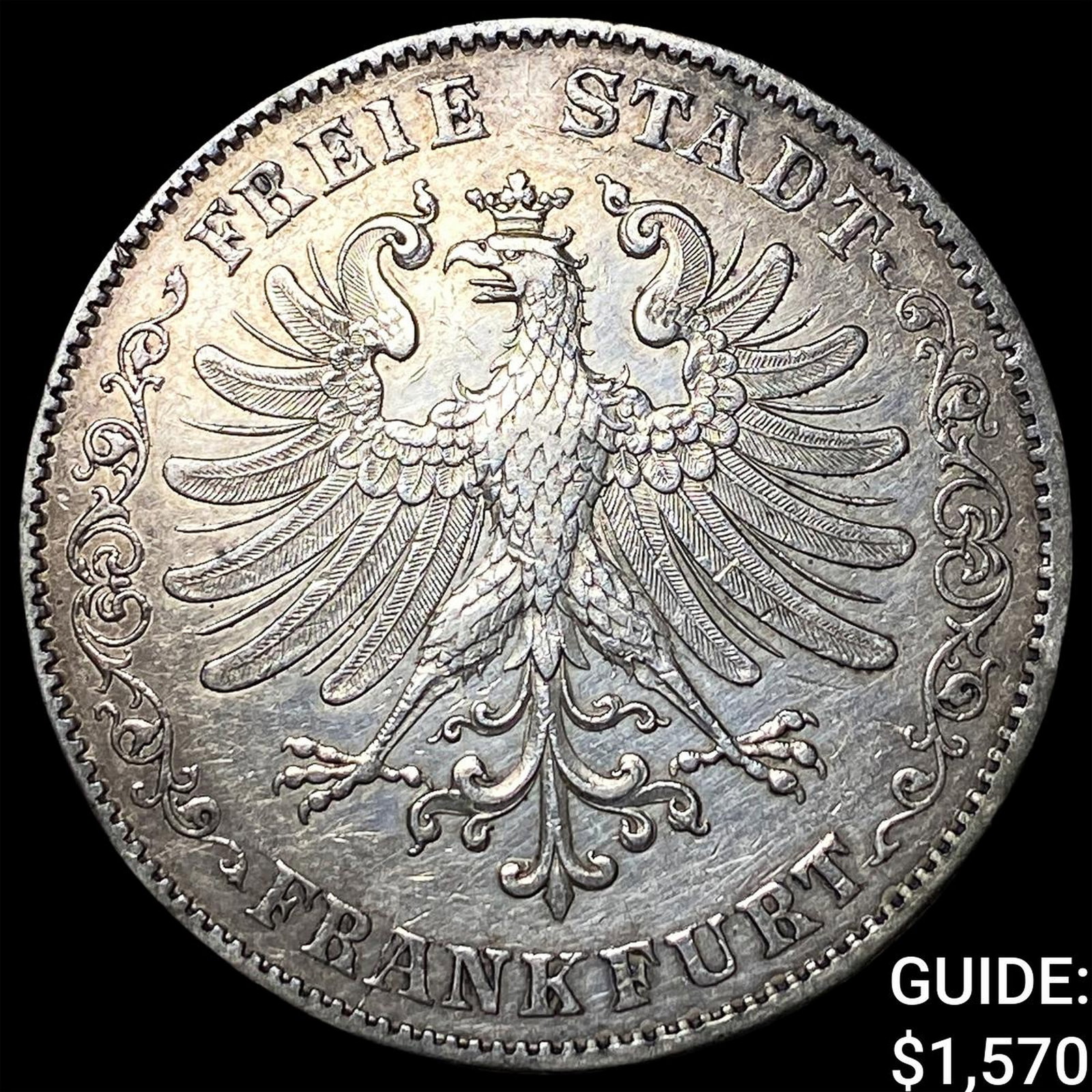 1843 German States Frankfurt Silver 2 Thaler (1 of 2)