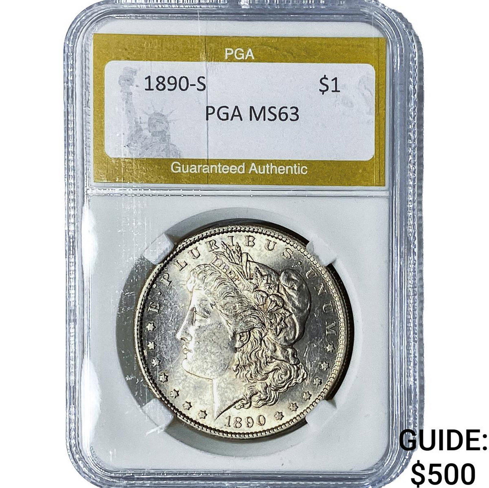 1890-S Morgan Silver Dollar PGA MS63: 1890-S Morgan Silver Dollar PGA MS63