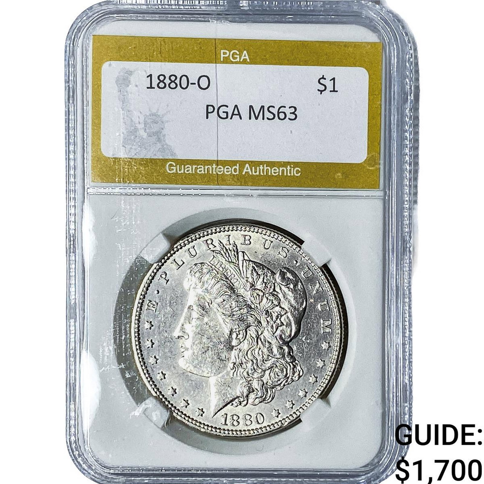 1880-O Morgan Silver Dollar PGA MS63: 1880-O Morgan Silver Dollar PGA MS63