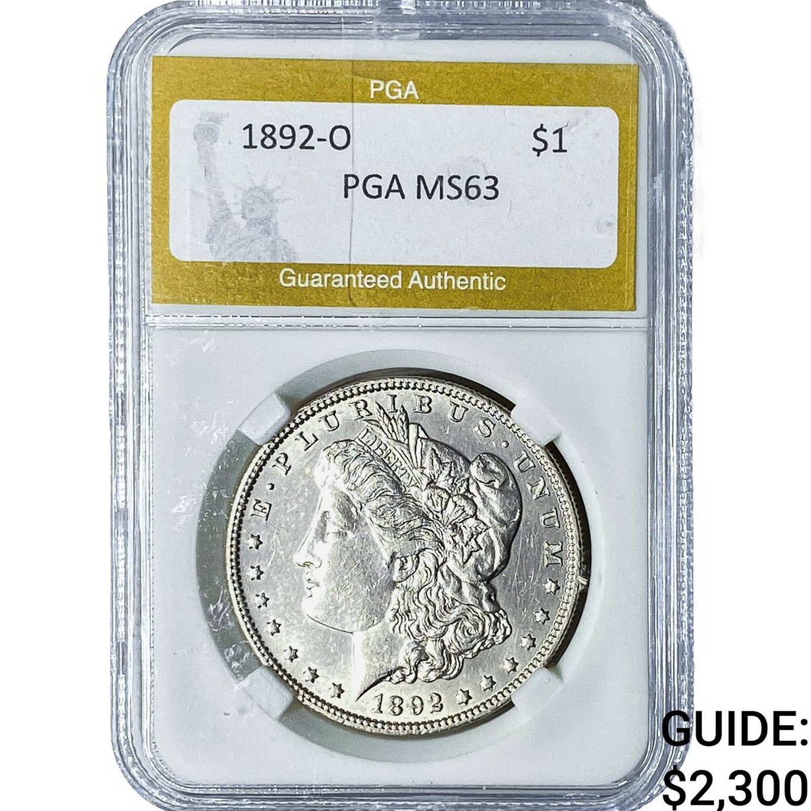 1892-O Morgan Silver Dollar PGA MS63: 1892-O Morgan Silver Dollar PGA MS63