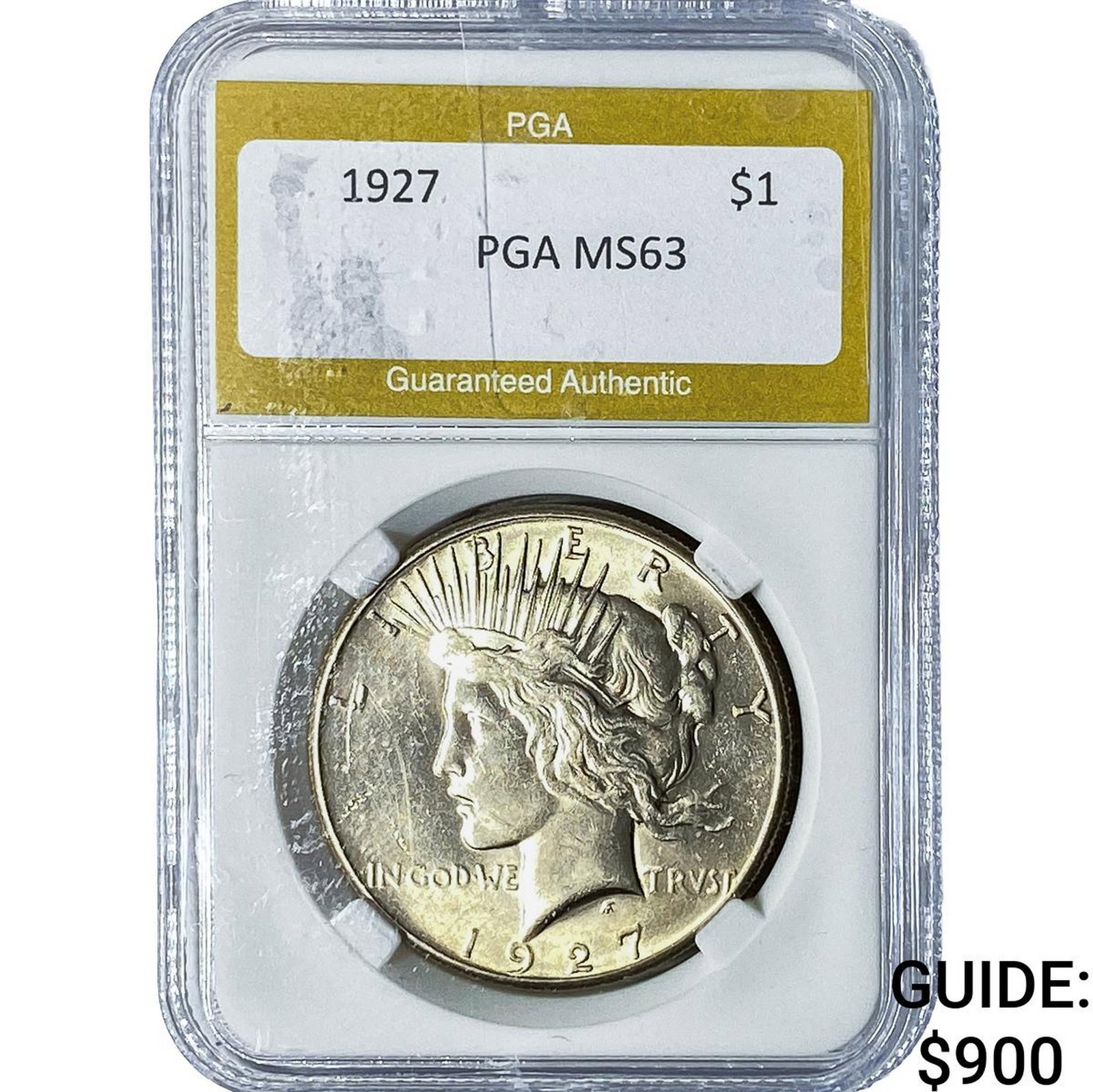 1927 Silver Peace Dollar PGA MS63: 1927 Silver Peace Dollar PGA MS63