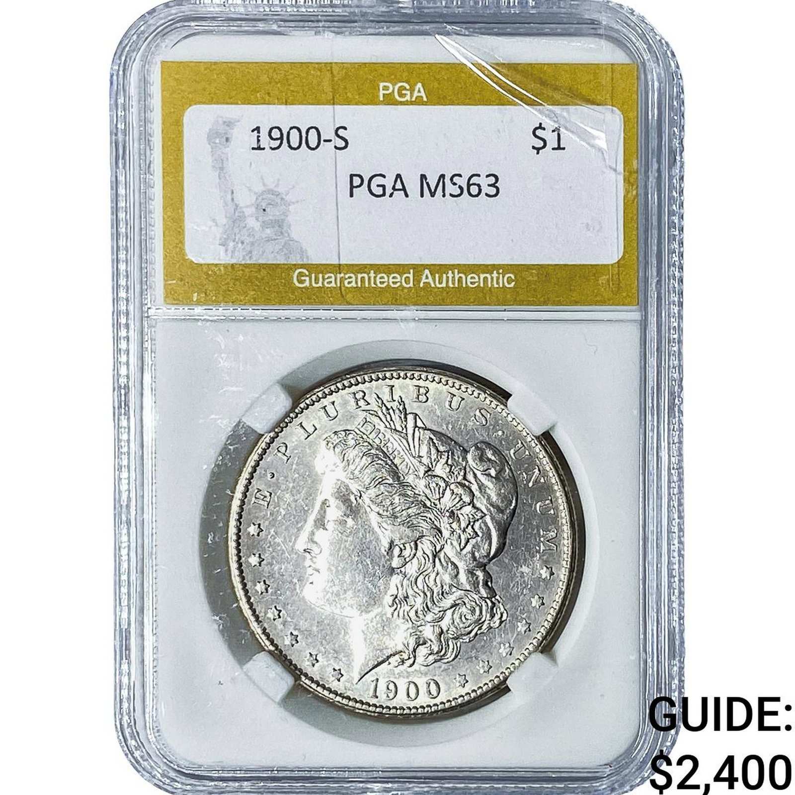 1900-S Morgan Silver Dollar PGA MS63: 1900-S Morgan Silver Dollar PGA MS63