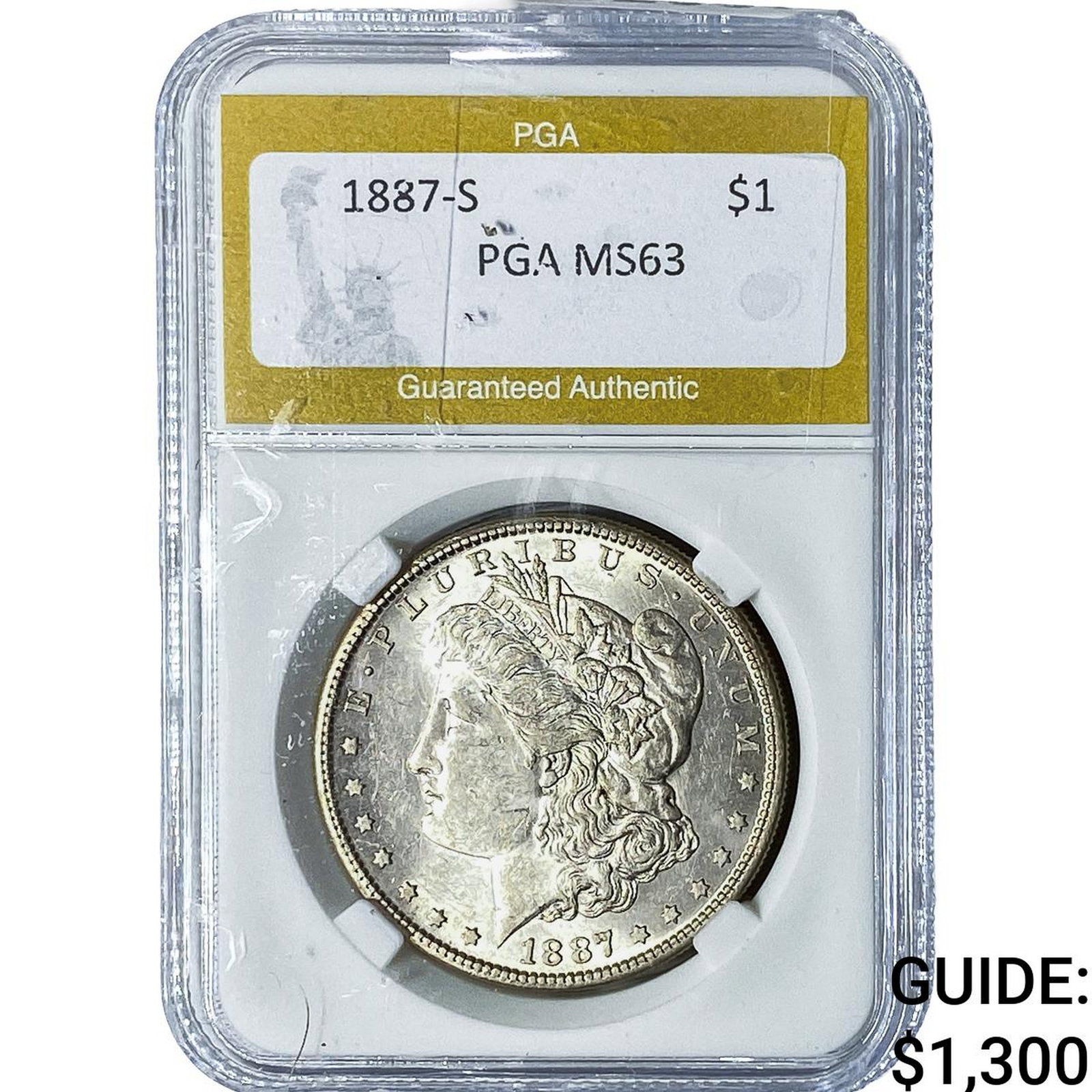 1887-S Morgan Silver Dollar PGA MS63: 1887-S Morgan Silver Dollar PGA MS63