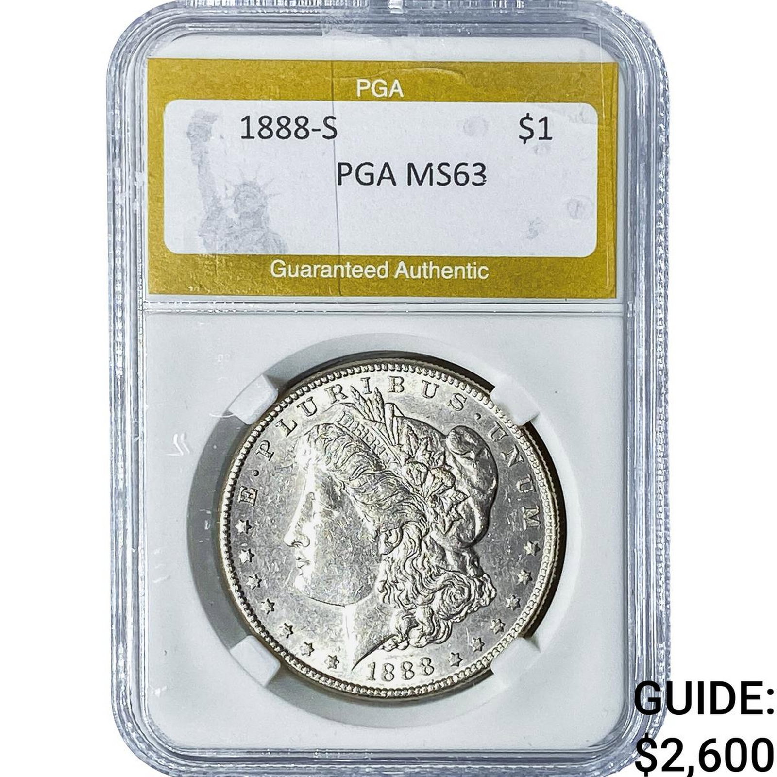 1888-S Morgan Silver Dollar PGA MS63: 1888-S Morgan Silver Dollar PGA MS63