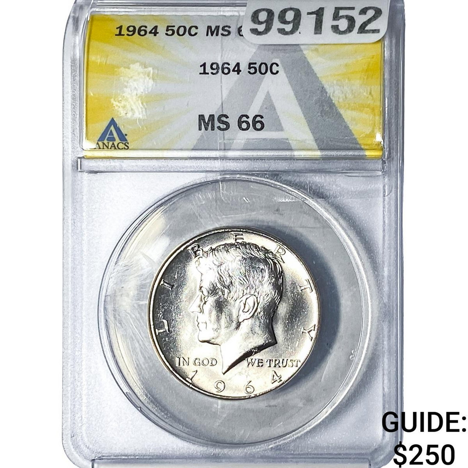 1964 Kennedy Half Dollar ANACS MS66: 1964 Kennedy Half Dollar ANACS MS66