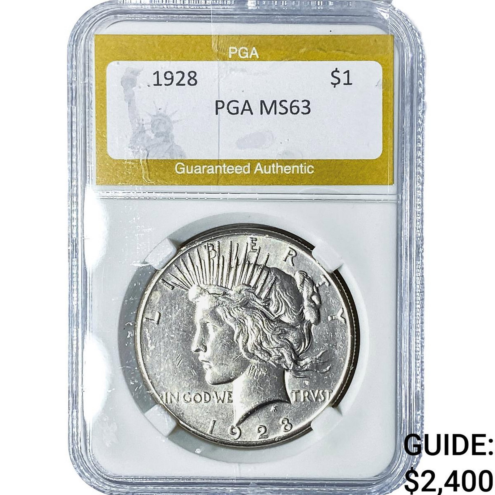 1928 Silver Peace Dollar PGA MS63: 1928 Silver Peace Dollar PGA MS63