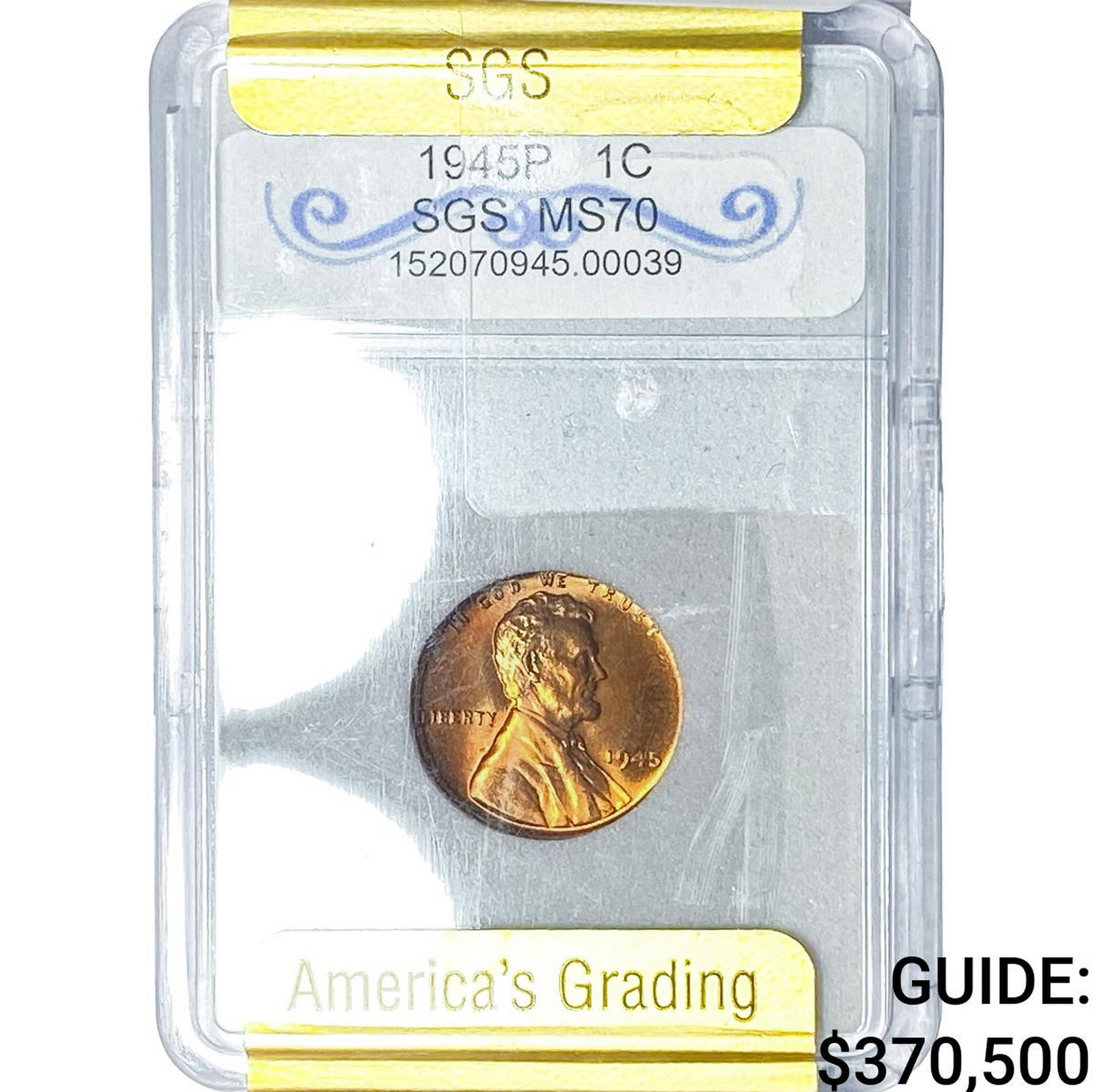 1945 Wheat Cent SGC MS70 (1 of 2)