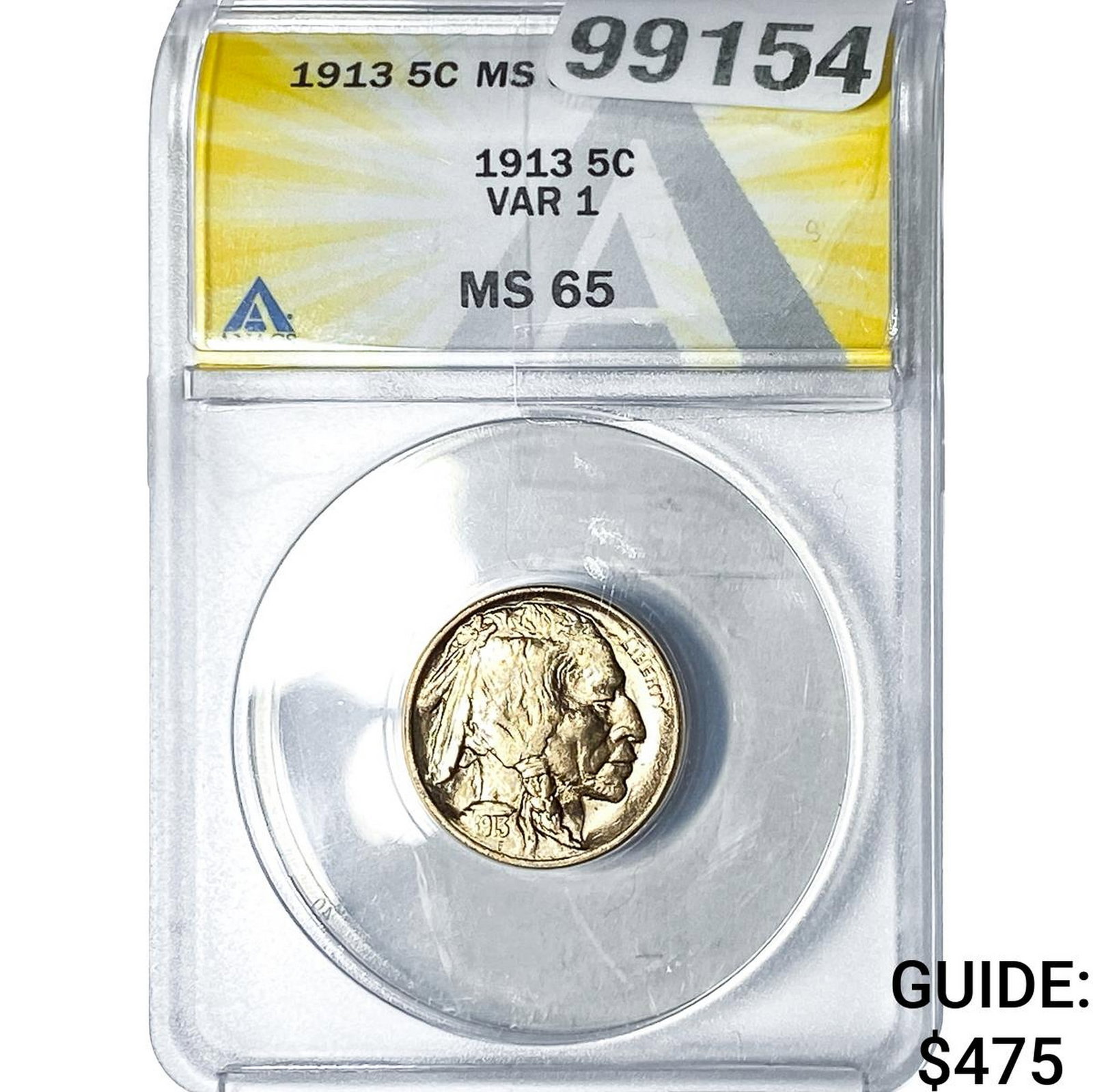 1913 Buffalo Nickel ANACS MS65 Var 1: 1913 Buffalo Nickel ANACS MS65 Var 1