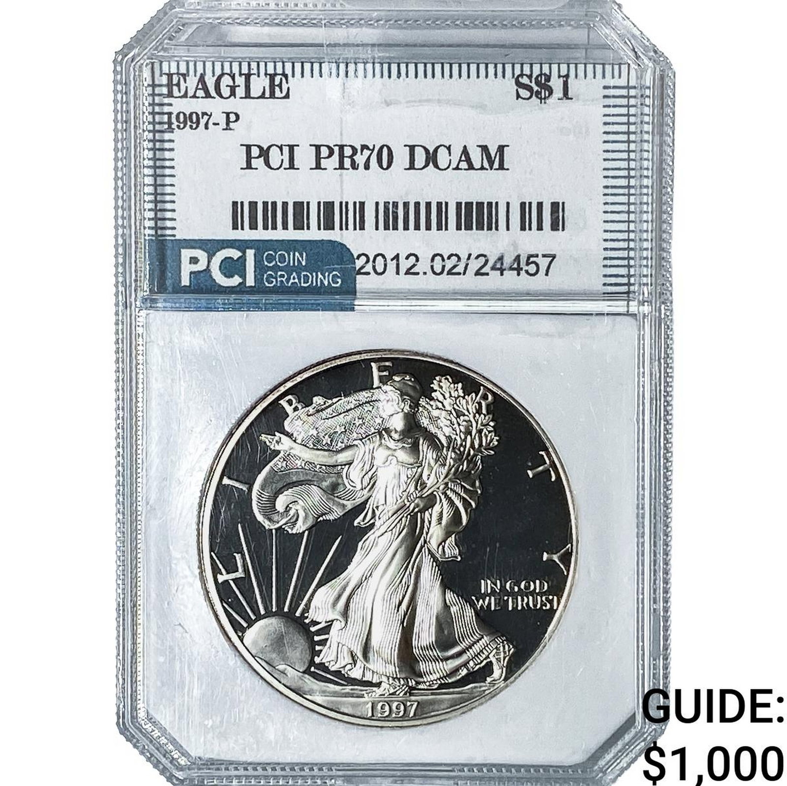 1997-P Silver Eagle PCI PR70 DCAM: 1997-P Silver Eagle PCI PR70 DCAM