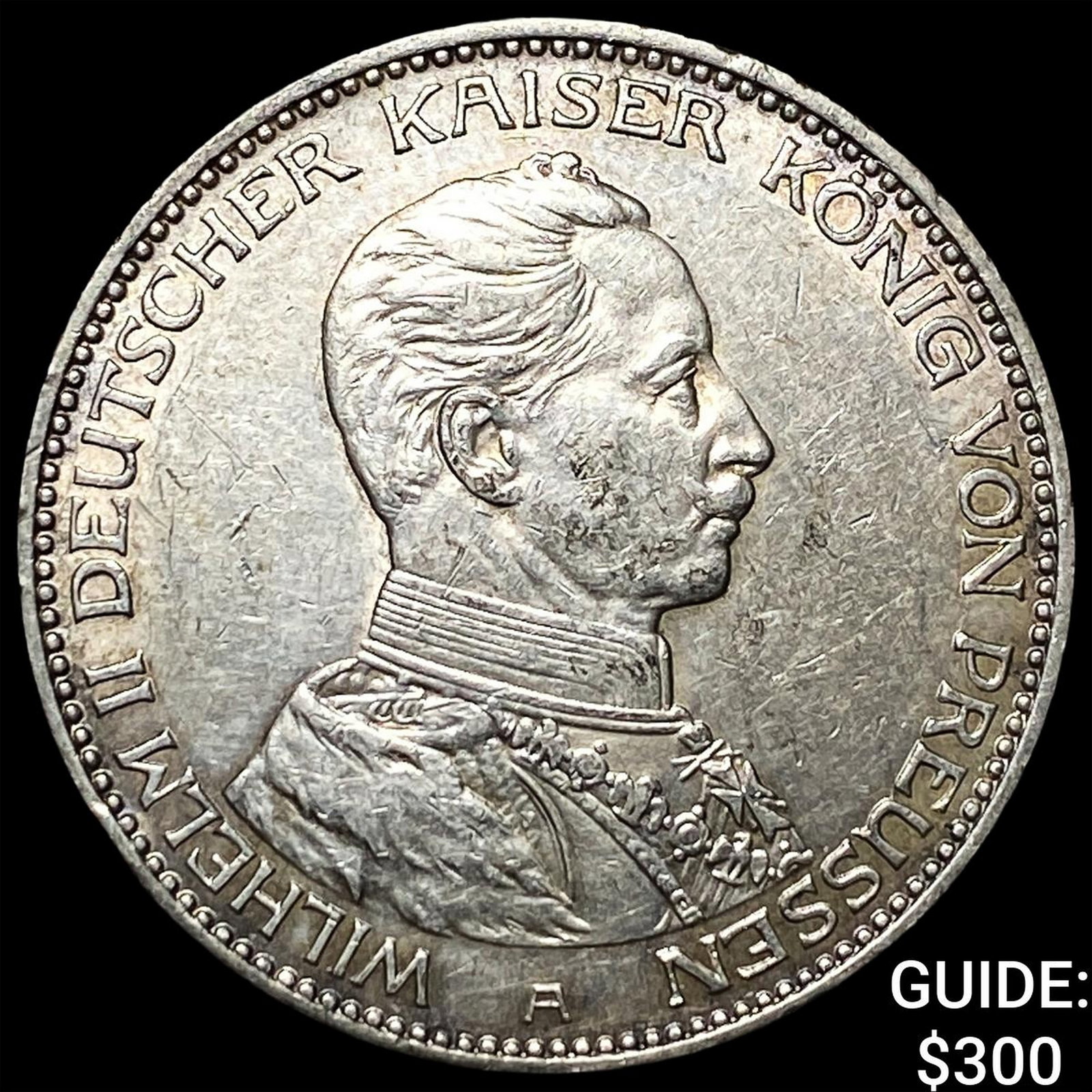 1914A Prussia Whilhelm II Silver 3 Mark: 1914A Prussia Whilhelm II Silver 3 Mark