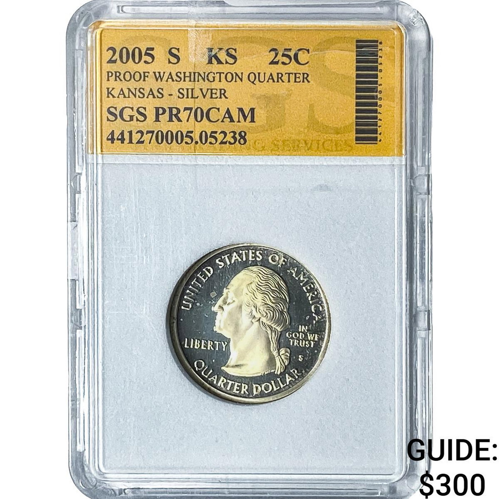 2005 Washington Silver Quarter SGS PR70 CAM Kansas: 2005 Washington Silver Quarter SGS PR70 CAM Kansas