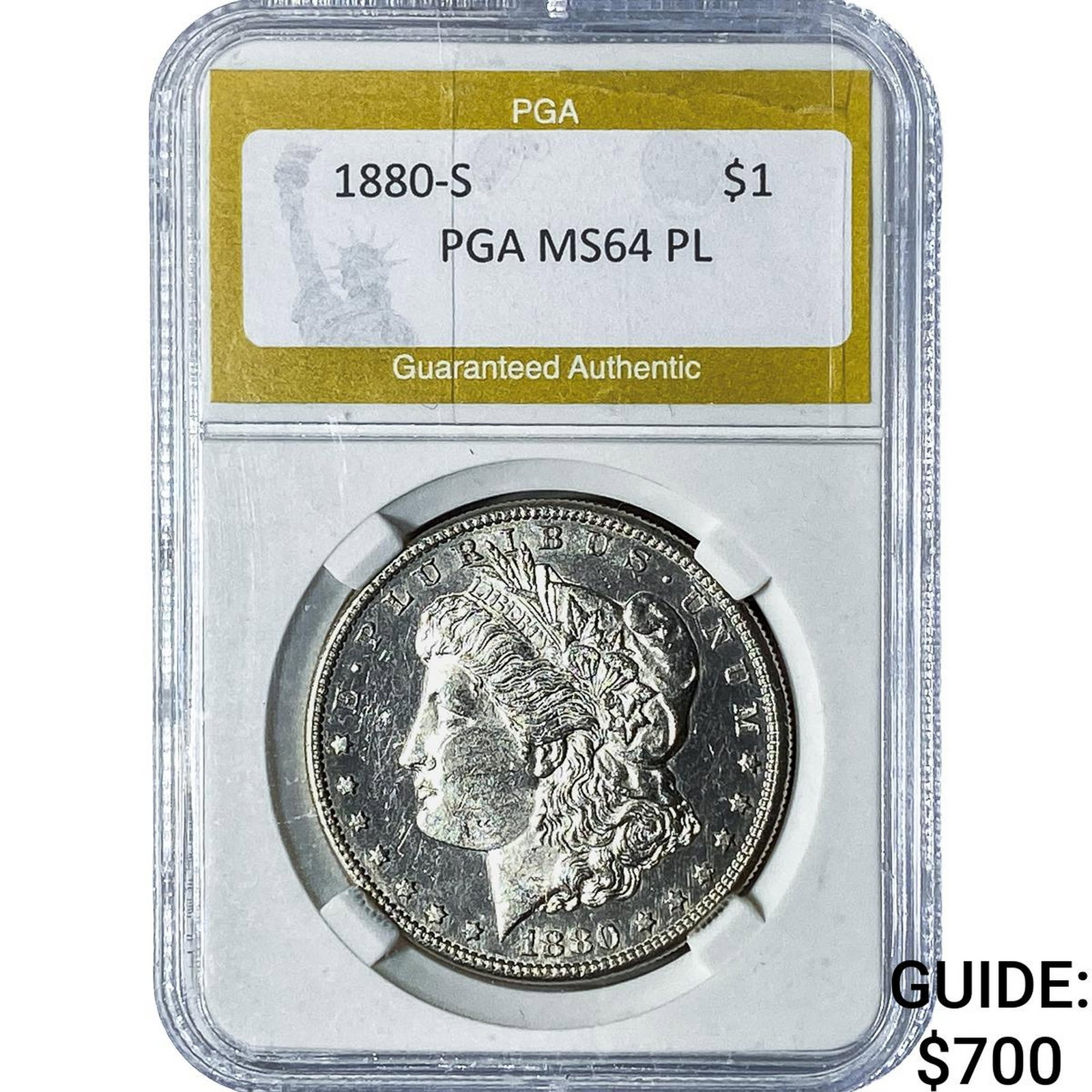 1880-S Morgan Silver Dollar PGA MS64 PL: 1880-S Morgan Silver Dollar PGA MS64 PL