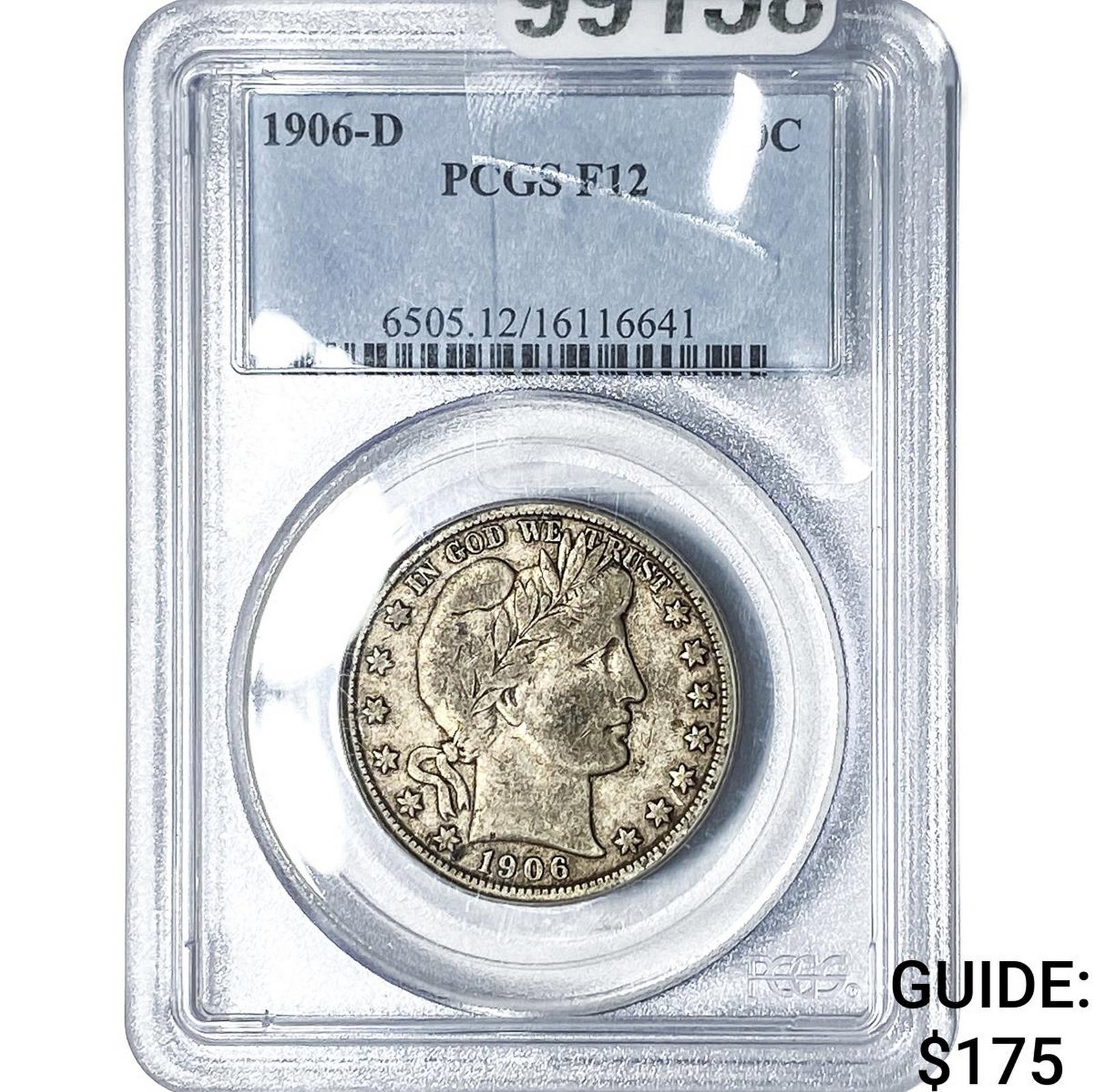1906-D Barber Half Dollar PCGS F12: 1906-D Barber Half Dollar PCGS F12