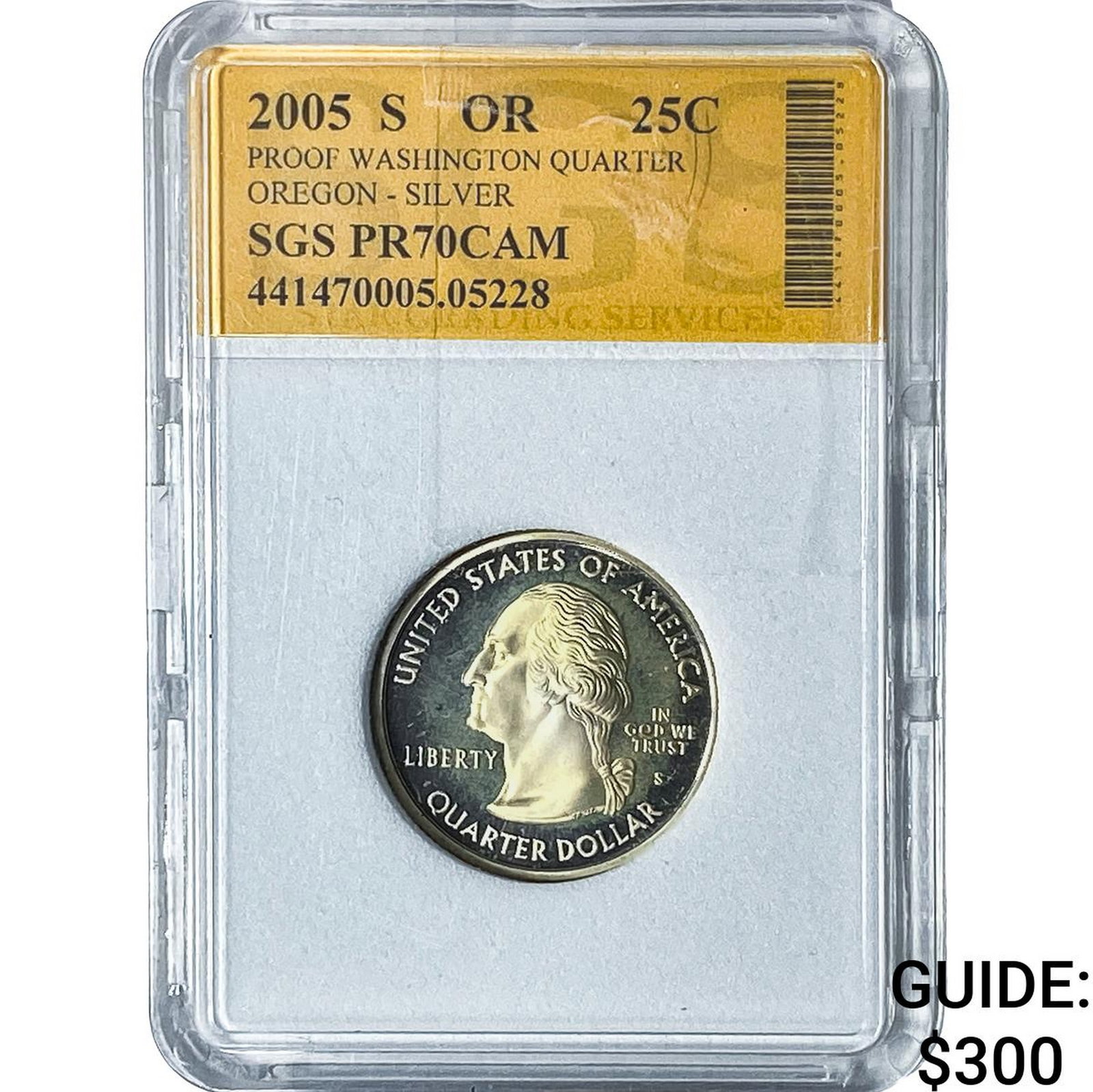 2005-S Washington Silver Quarter SGS PR70 CAM Oregon: 2005-S Washington Silver Quarter SGS PR70 CAM Oregon