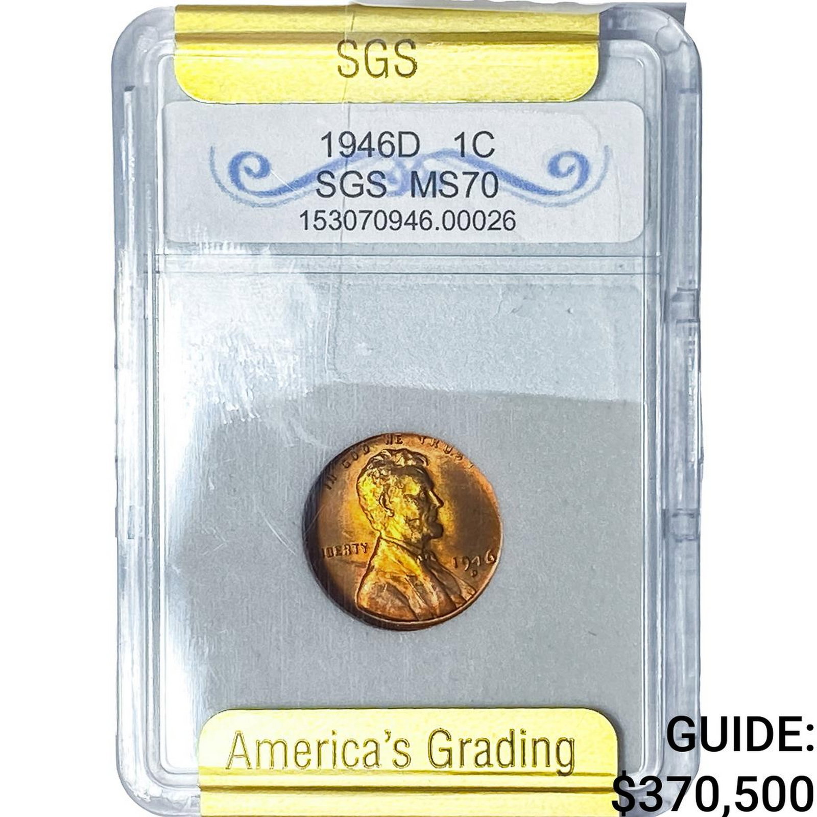 1946-D Wheat Cent SGS MS70: 1946-D Wheat Cent SGS MS70