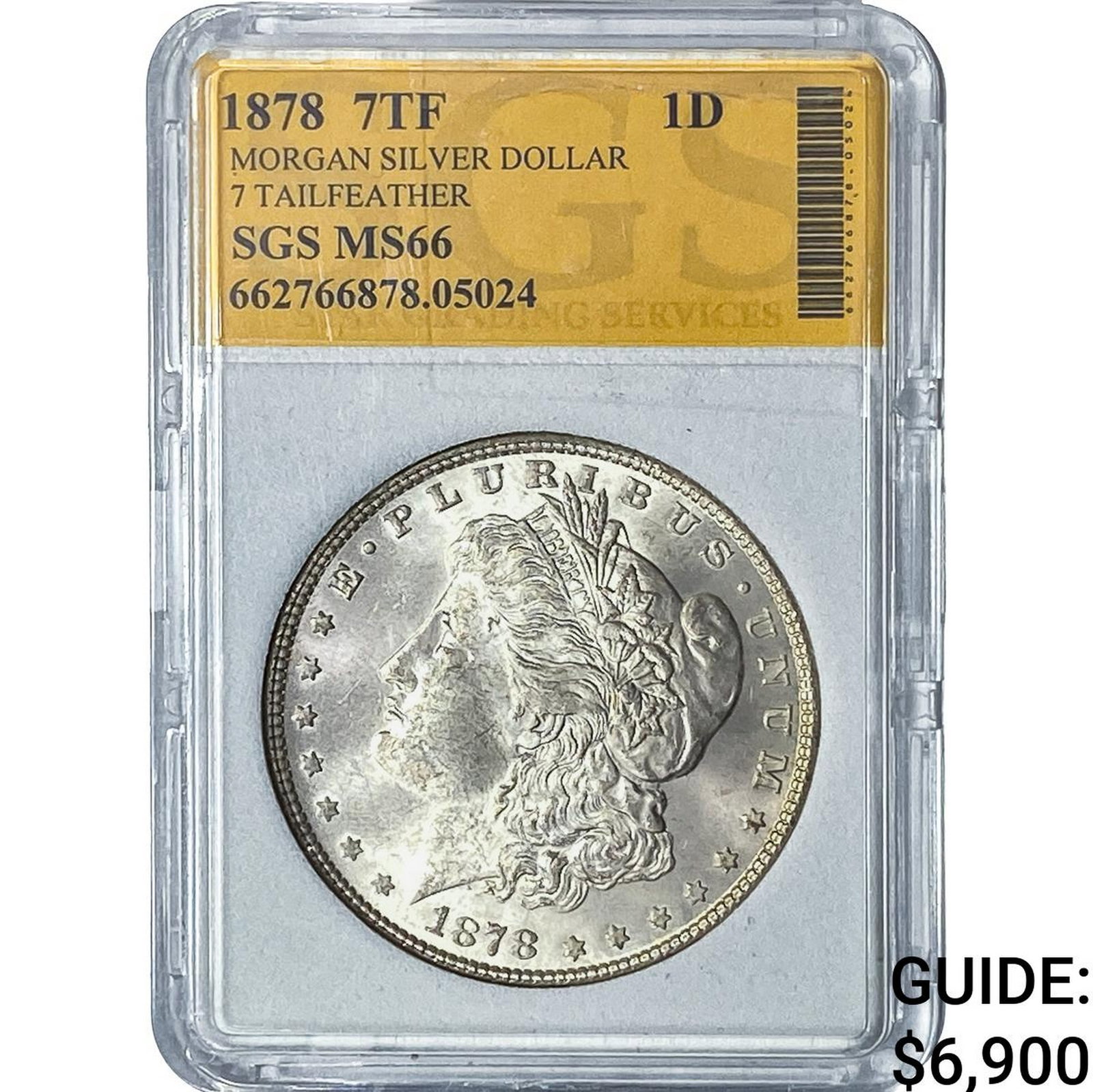 1878 Morgan Silver Dollar SGS MS66: 1878 Morgan Silver Dollar SGS MS66