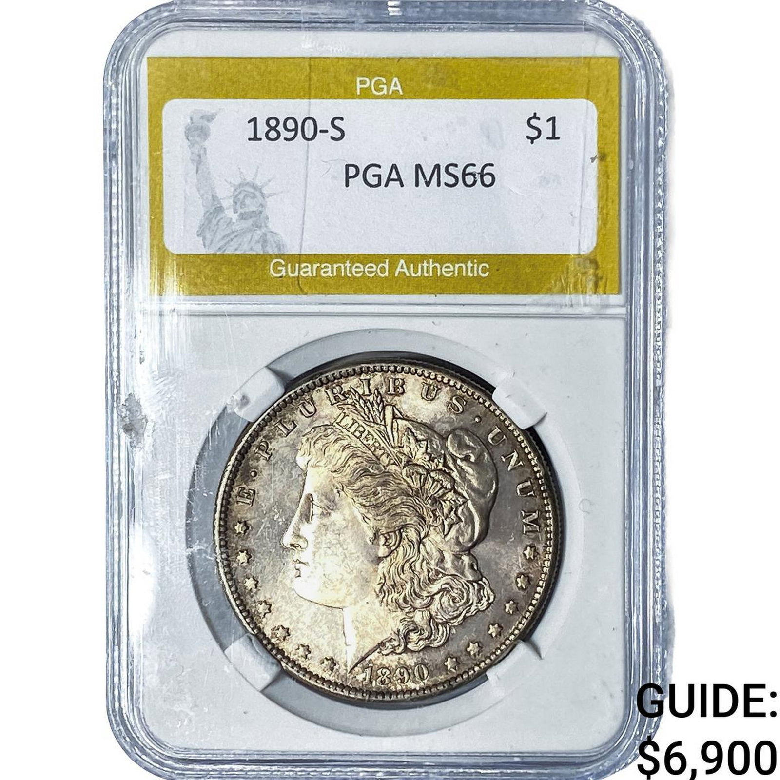 1890-S Morgan Silver Dollar PGA MS66: 1890-S Morgan Silver Dollar PGA MS66