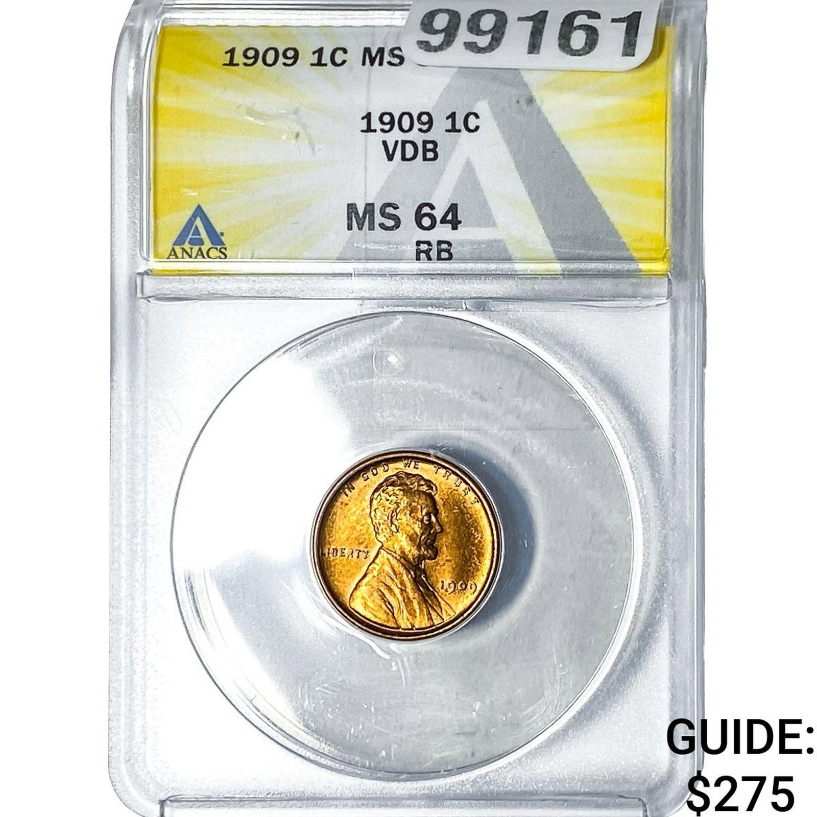 1909 VDB Wheat Cent ANACS MS64 RB (1 of 2)