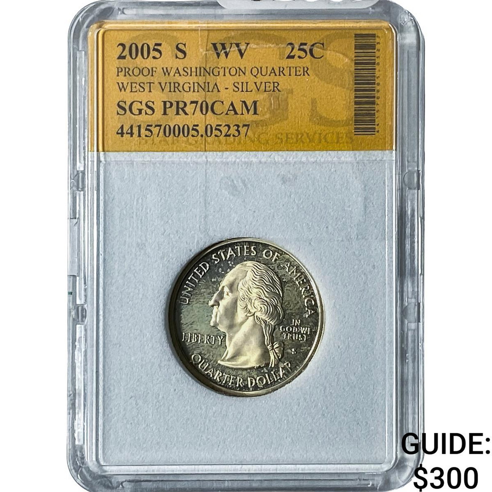 2005-S Washington Silver Quarter SGS PR70 CAM WV (1 of 2)