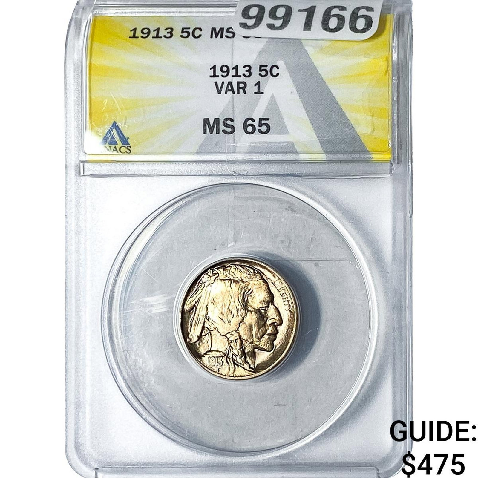 1913 Buffalo Nickel ANACS MS65 Var 1: 1913 Buffalo Nickel ANACS MS65 Var 1