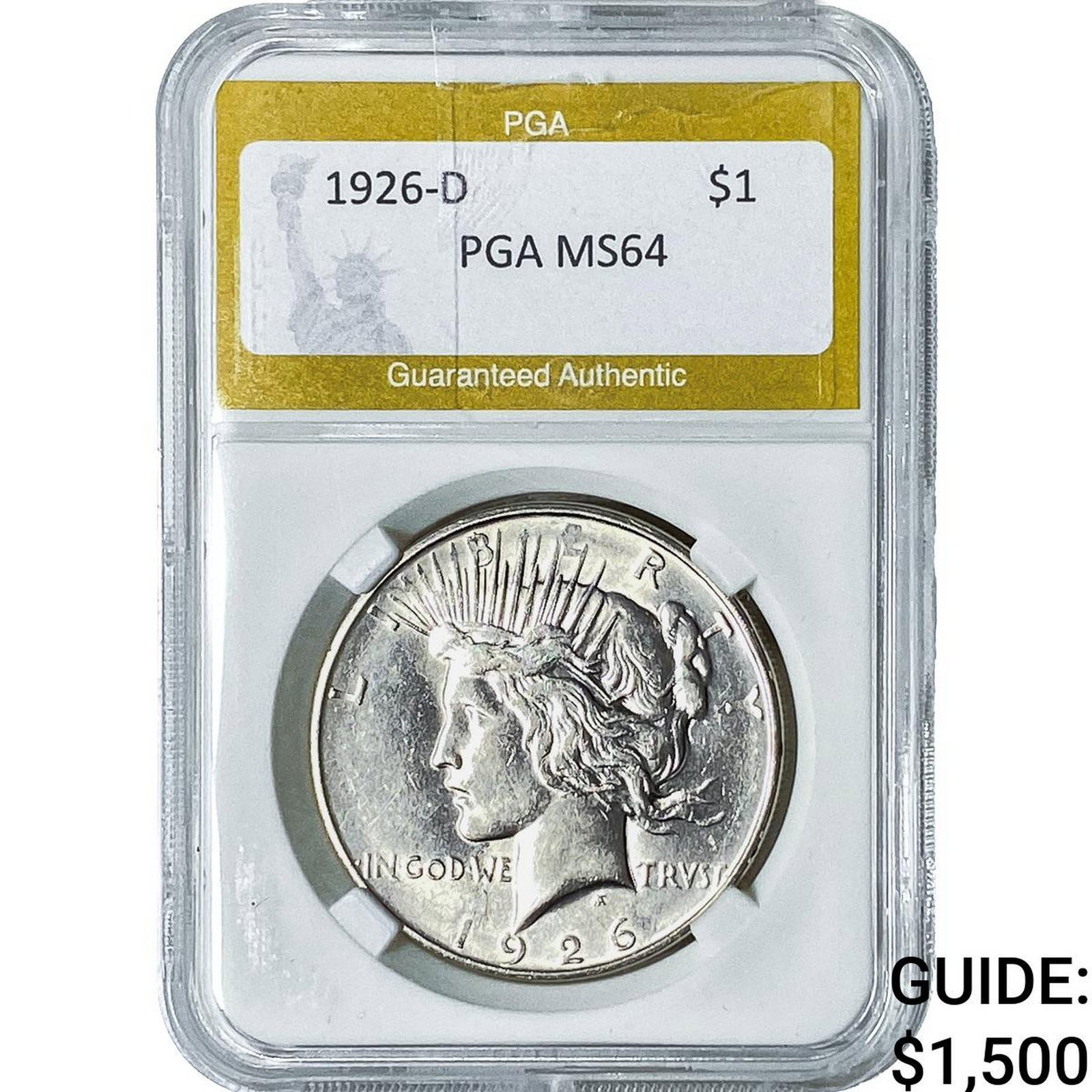 1926-D Silver Peace Dollar PGA MS64: 1926-D Silver Peace Dollar PGA MS64
