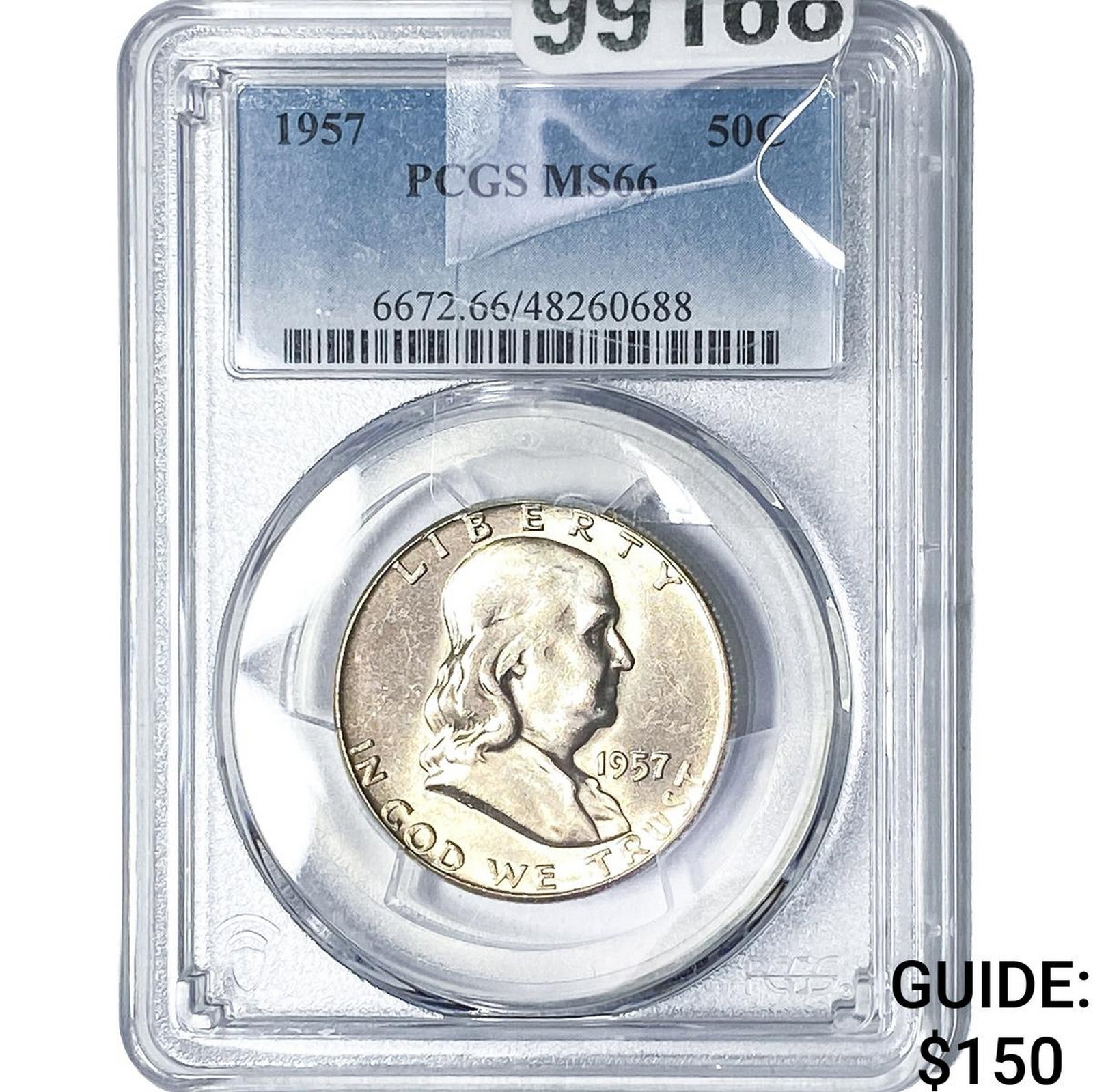 1957 Franklin Half Dollar PCGS MS66: 1957 Franklin Half Dollar PCGS MS66