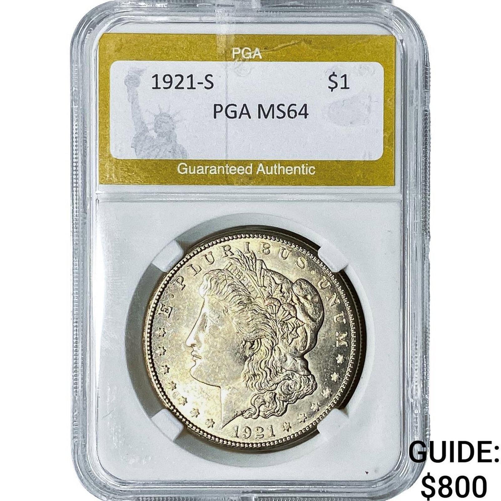 1921-S Morgan Silver Dollar PGA MS64: 1921-S Morgan Silver Dollar PGA MS64